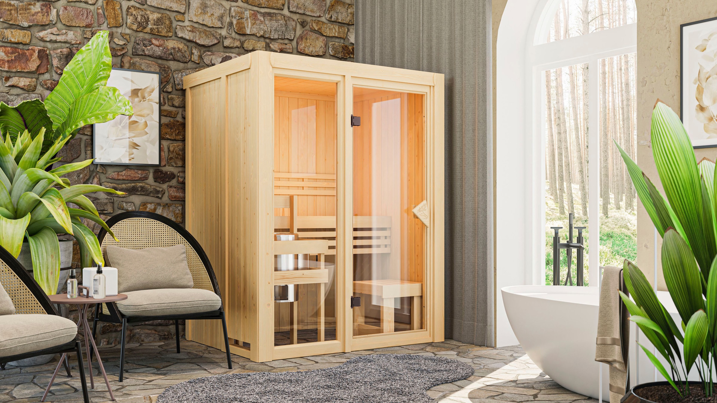 Karibu Sauna »Alani 1« Ofen 3,6 kW Bio-Ofen externe Strg. easy