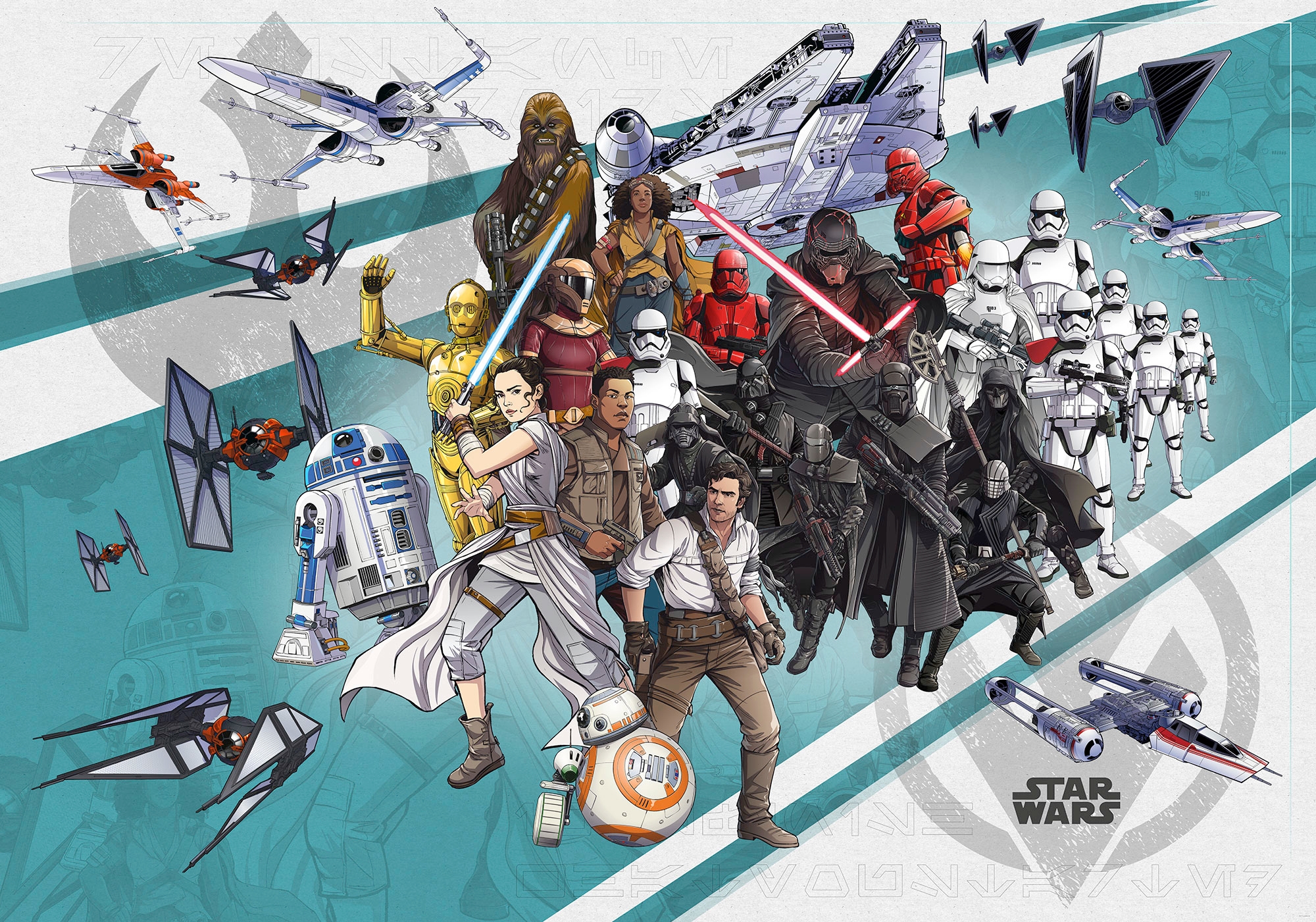 Vliestapete »Star Wars Cartoon Collage Wide«, 400x280 cm (Breite x Höhe)