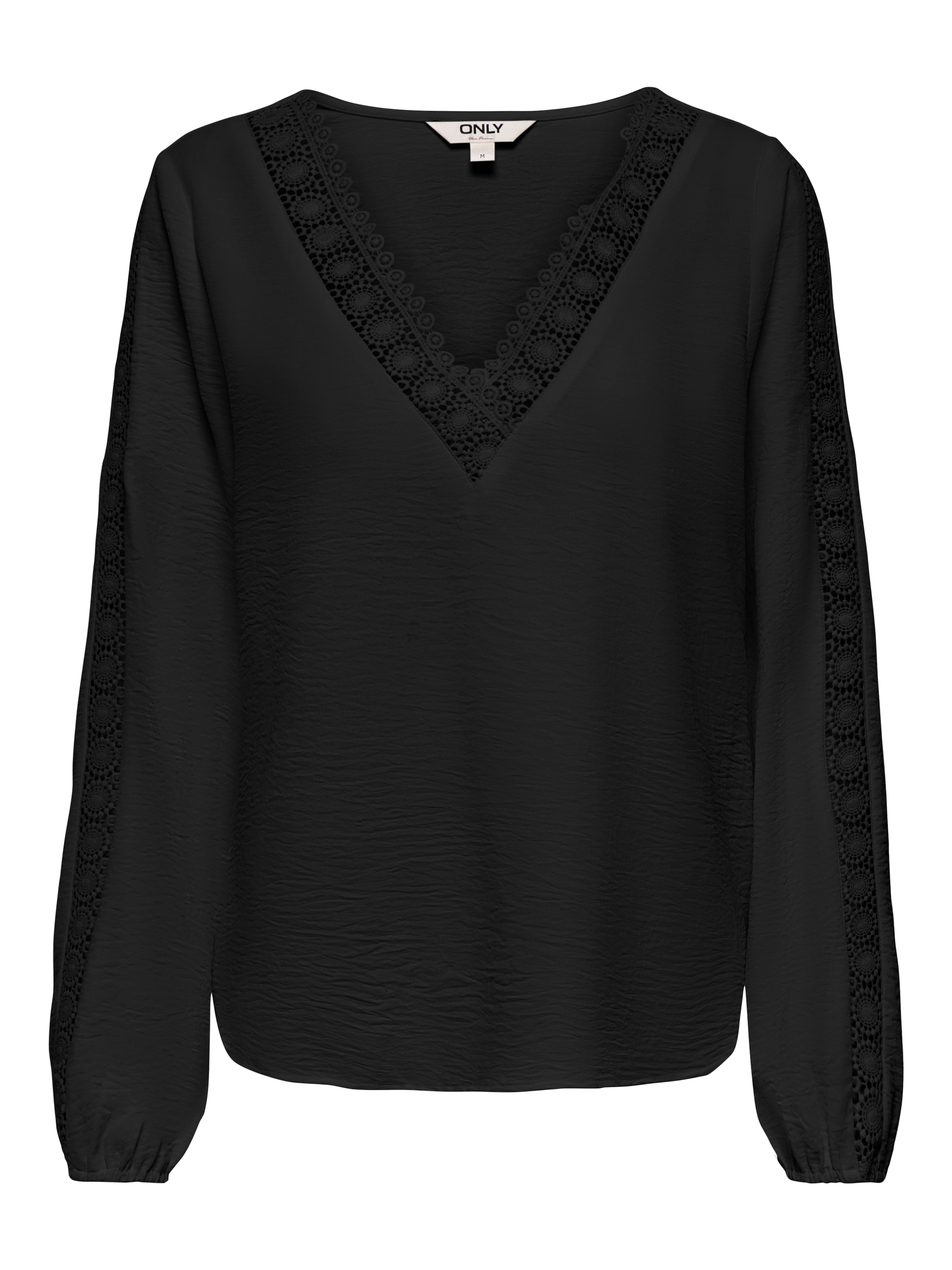 ONLY Langarmbluse »ONLGREGOR METTE LS LACE TOP WVN« Kunstfaser, regular fit, V-Ausschnitt, Regular Waist