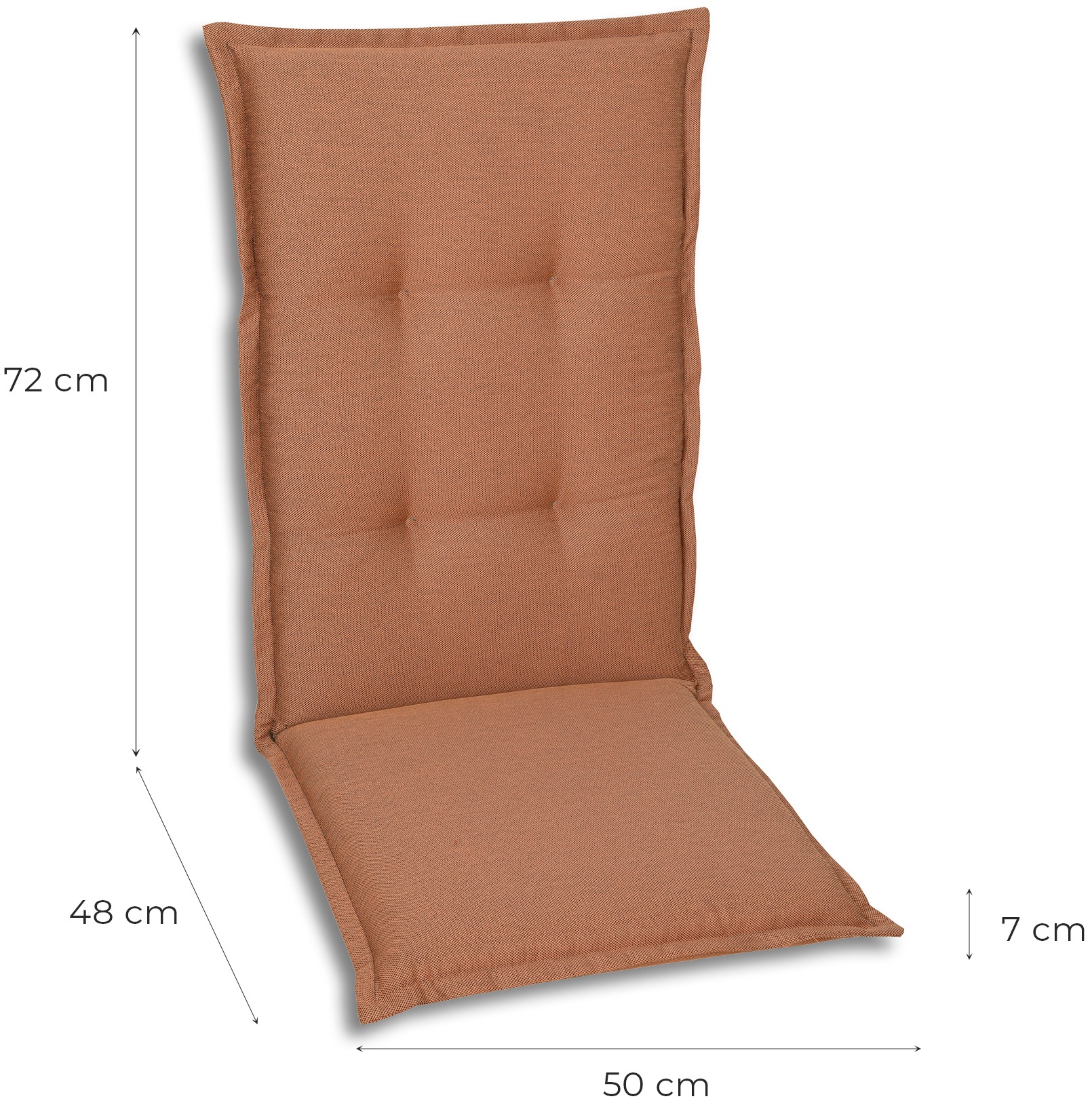 GO-DE Hochlehnerauflage Maße ca.: 50 cm x 120 cm x 7 cm