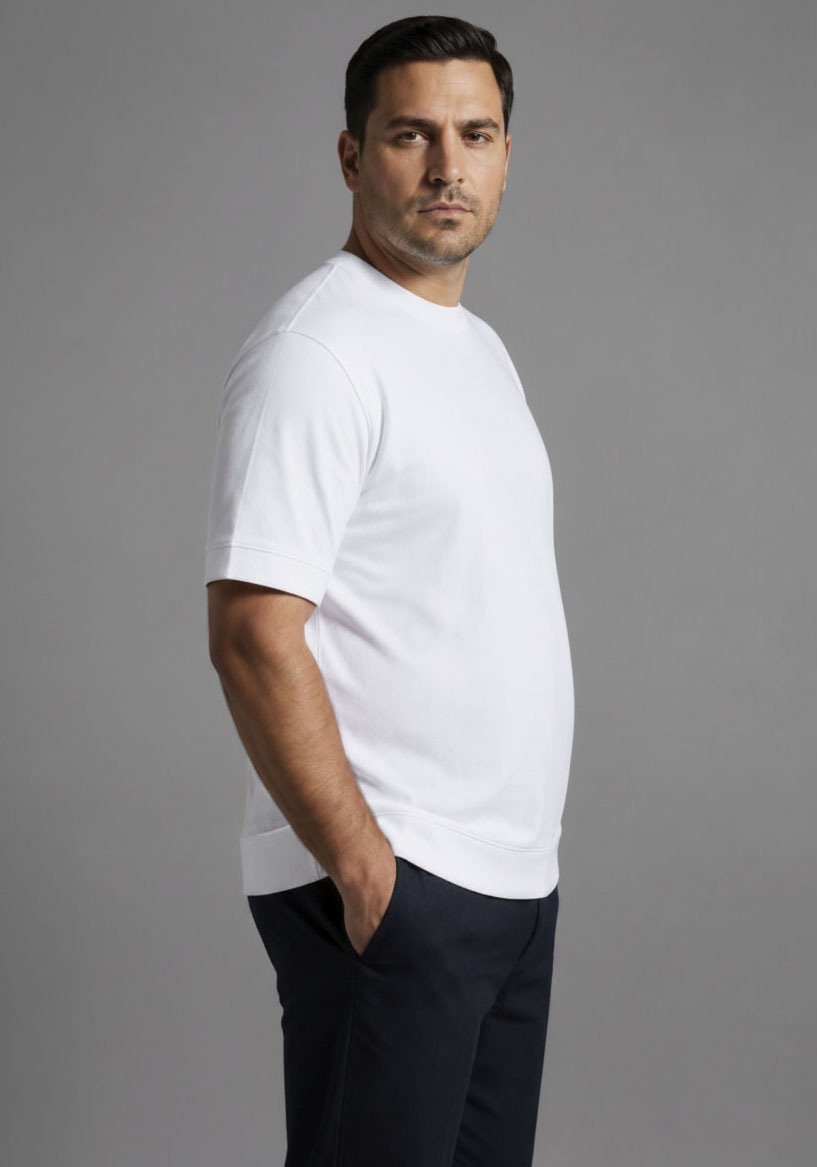 Man's World Plus Rundhalsshirt »auch in Grosse Größen bis Gr. 7XL Bauch-Fit mit breitem Saumbündchen« 2er-Pack,  Regular Fit, Kurzarm, unifarben, auch in großen Größen