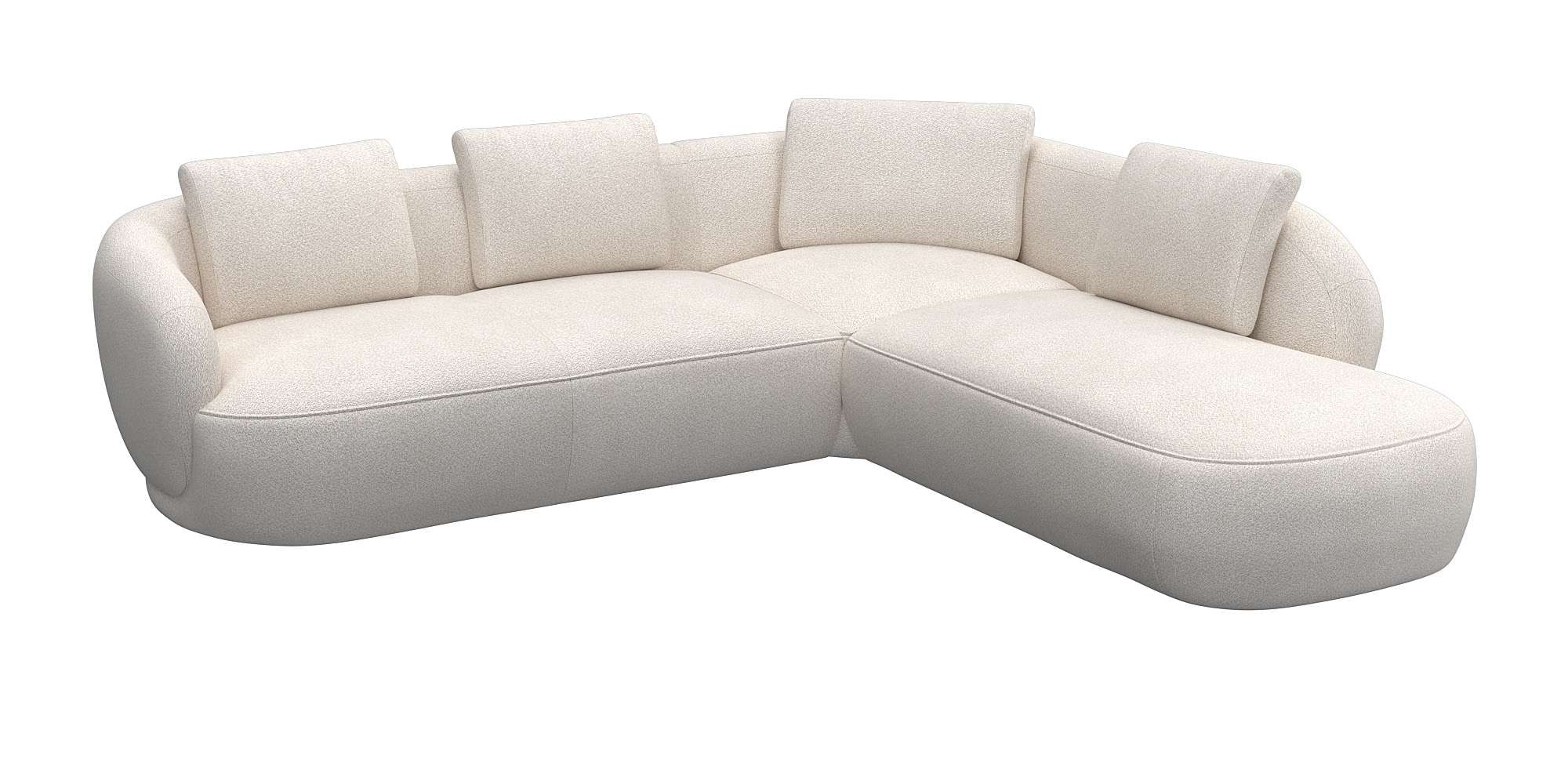 FLEXLUX Ecksofa »Torino, rund, L-Form, Sofa-Ecke mit Ottomane«, Modernes, organisches Sofa-Design, Kaltschaum, Wellenunterfederung
