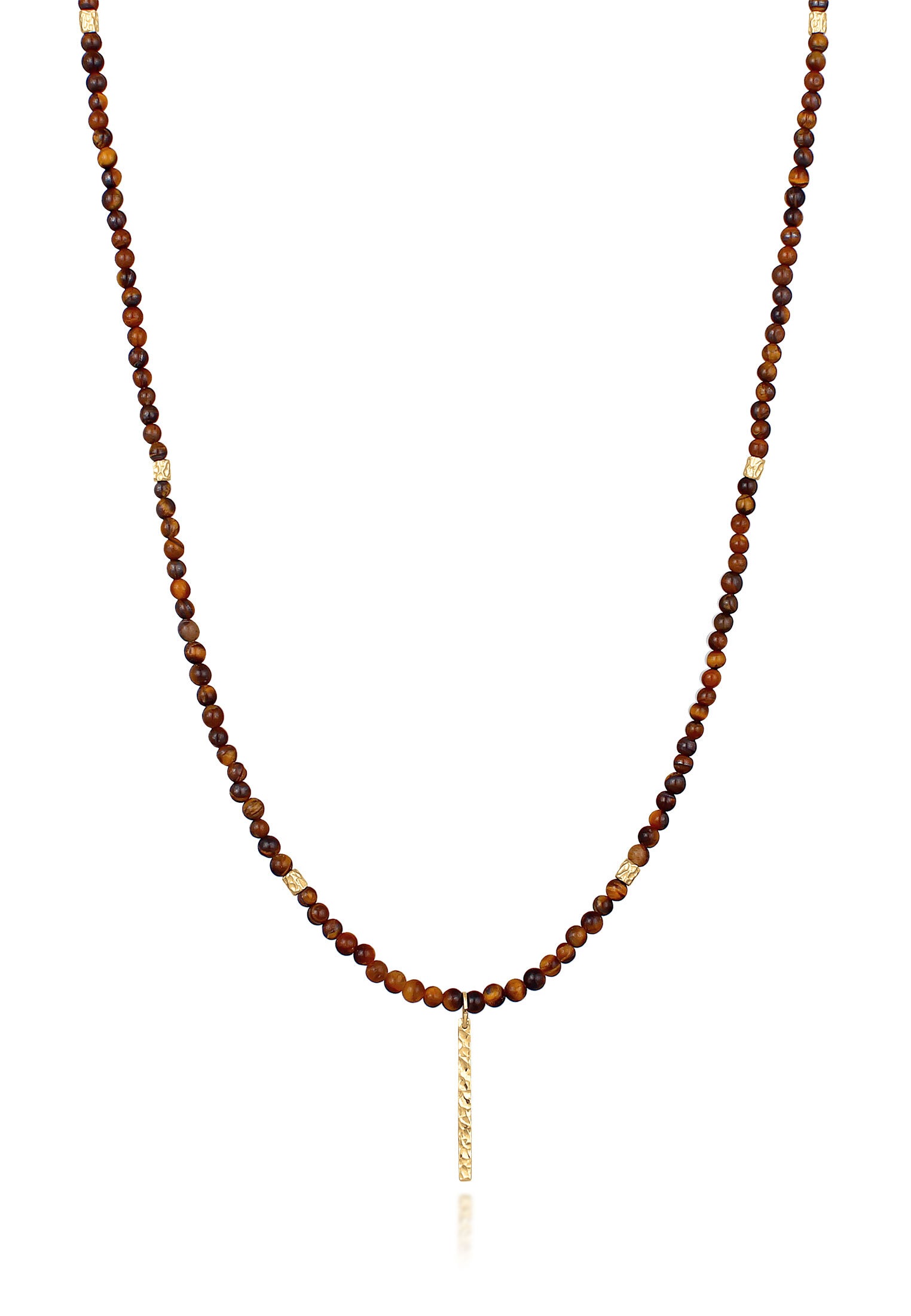 Kuzzoi Lange Kette »Halskette Tigerauge Perlen Bead Barren 925 Silber«