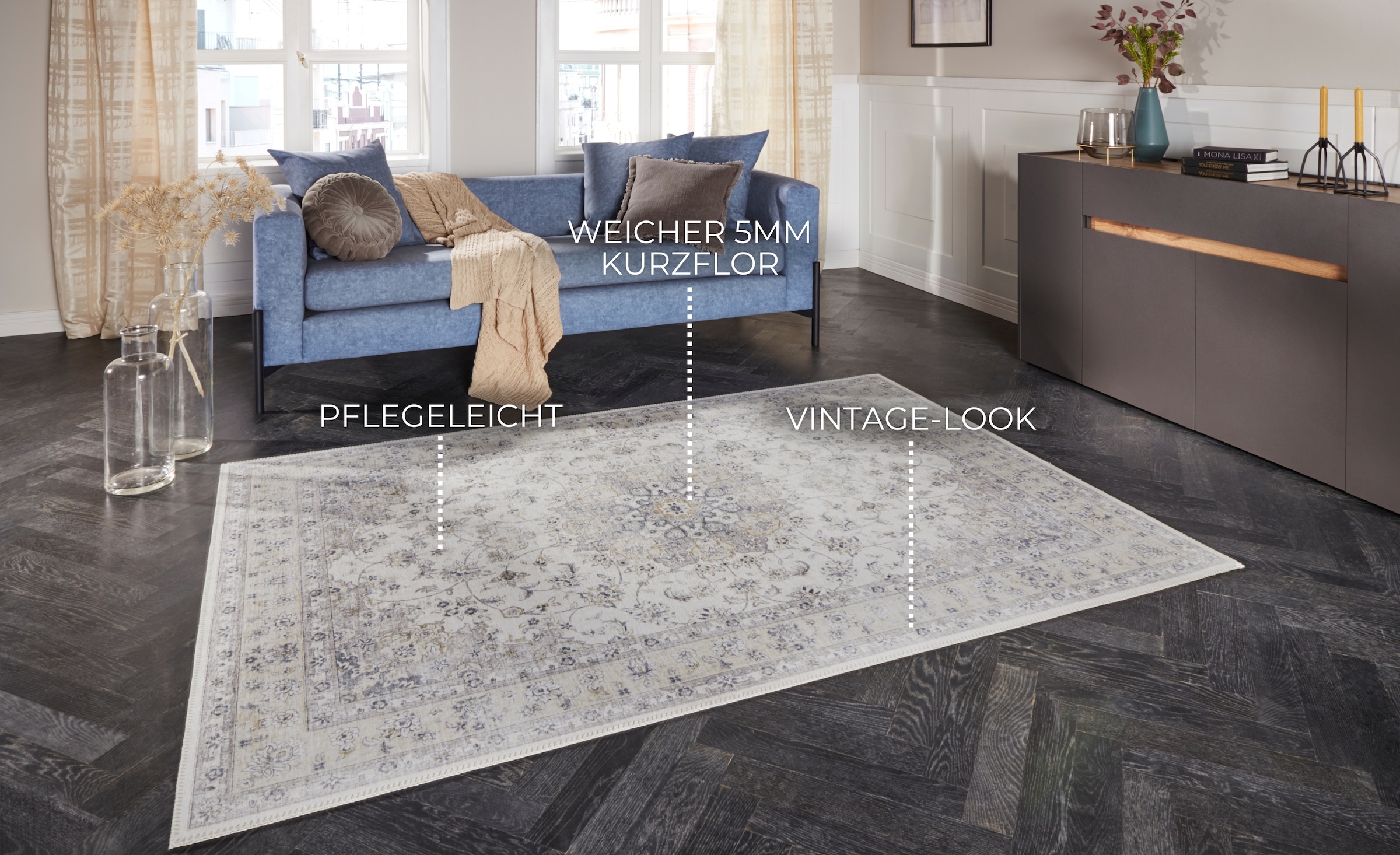 ELLE DECORATION Teppich »Nain«, rechteckig, 7 mm Höhe, Orientalisch, Läufer, Kurzflor, Wohnzimmer, Schlafzimmer, Vintage-Look