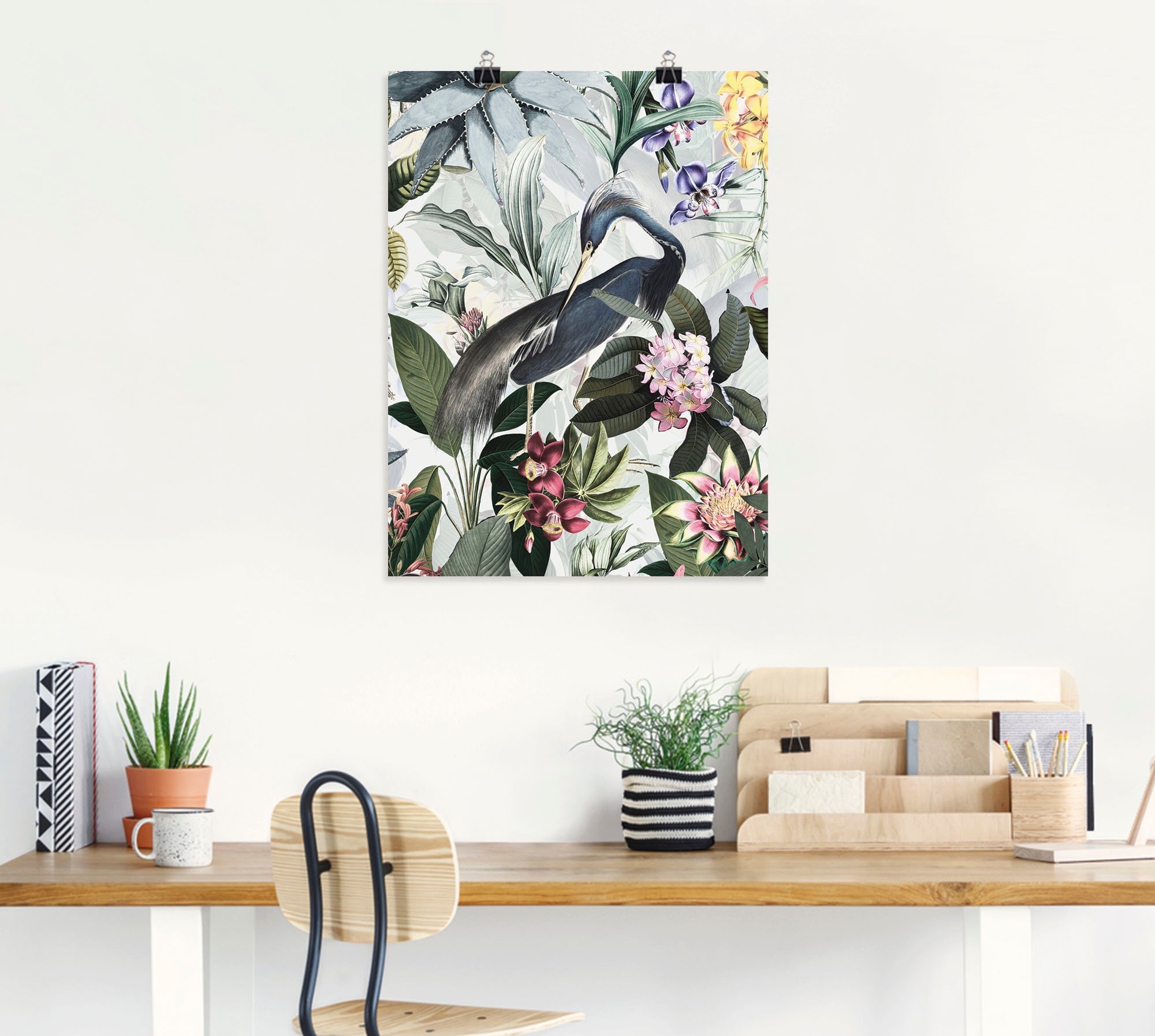 Artland Wandbild »Vintage Kranich«, Vogelbilder, (1 St.), als Alubild, Outdoorbild, Leinwandbild, Poster in verschied. Größen