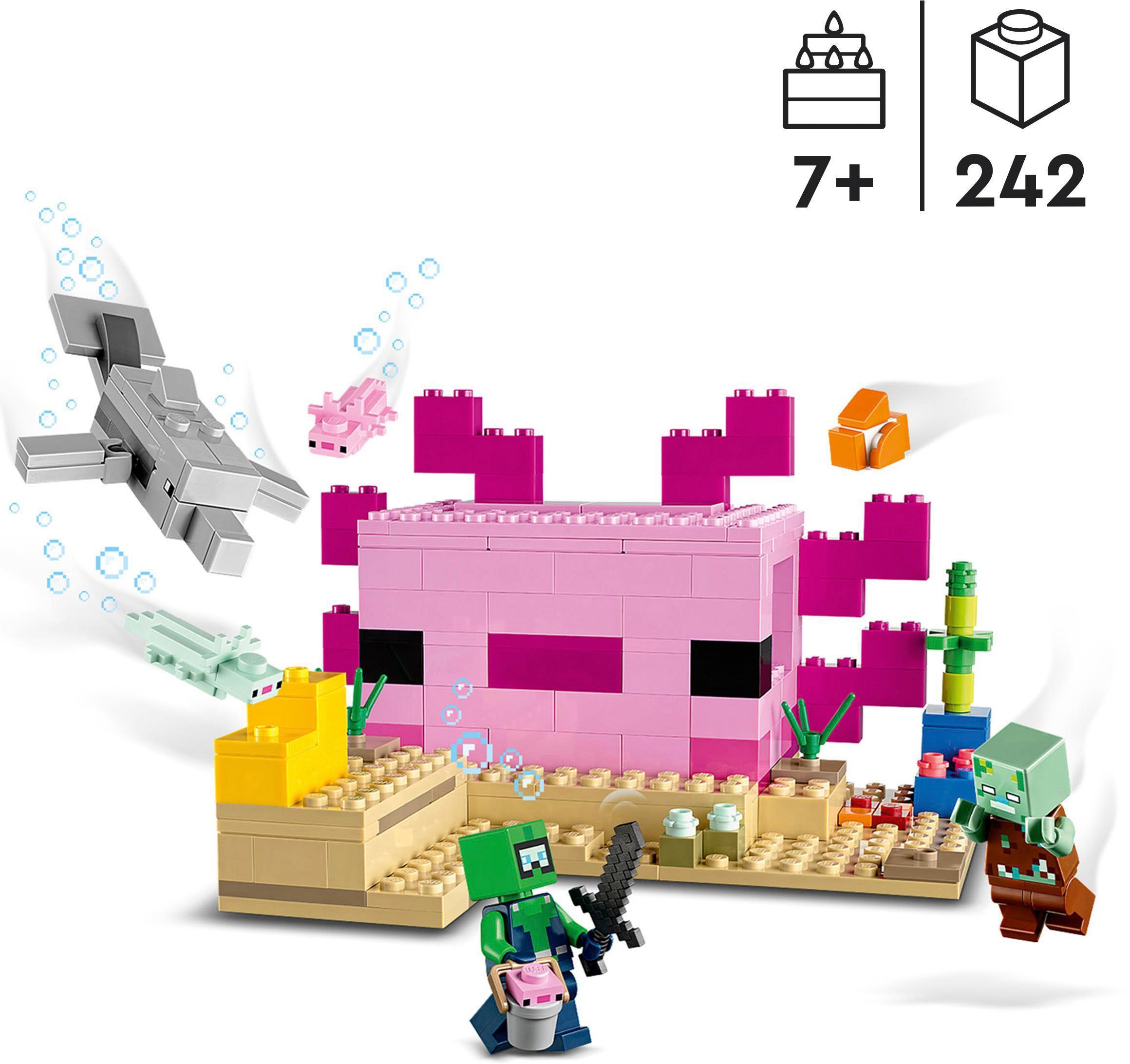 LEGO® Konstruktionsspielsteine »Das Axolotl-Haus (21247), LEGO® Minecraft«, (242 St.), Made in Europe