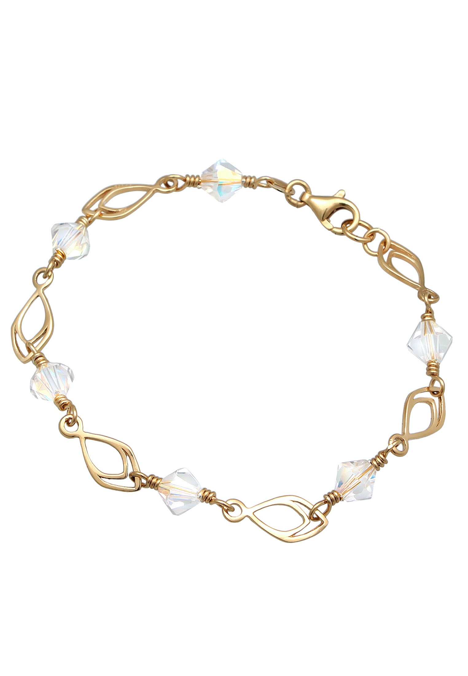Elli Armkette »Armband Feder Glas Kristalle Weiß 925 Sterling Silber vergoldet«