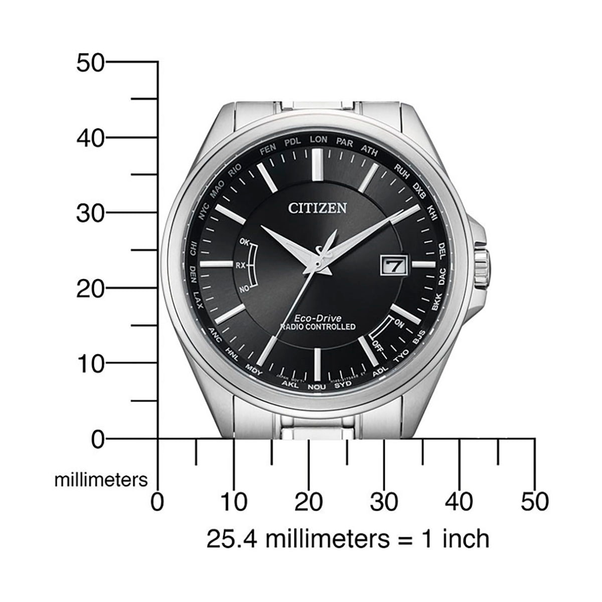 Citizen Funkuhr, Armbanduhr, Herrenuhr, Solar, Edelstahlarmband, Saphirglas, Datum