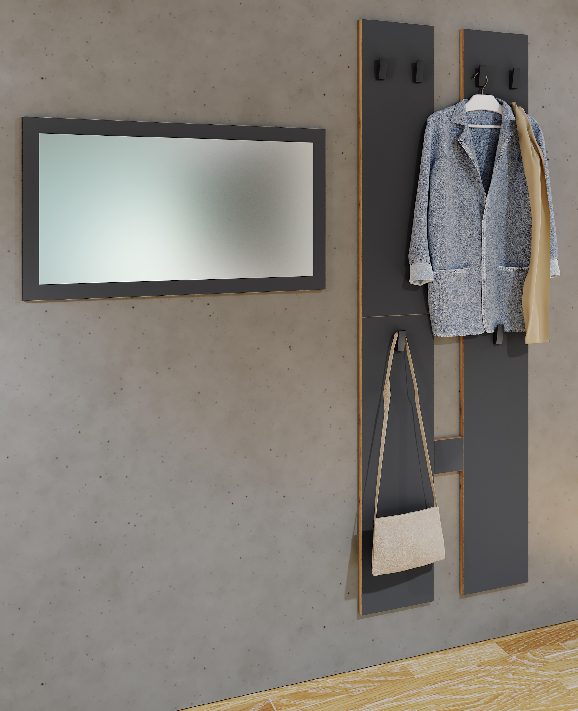 VCM Garderobe »VCM Holz Garderoben-Set | Dielenmöbel | Maße pro Paneel: H. 140 x B. 57 x T. 2 cm | ja Paneel 4 Haken - Salia M«, (1 St., VCM Salia)