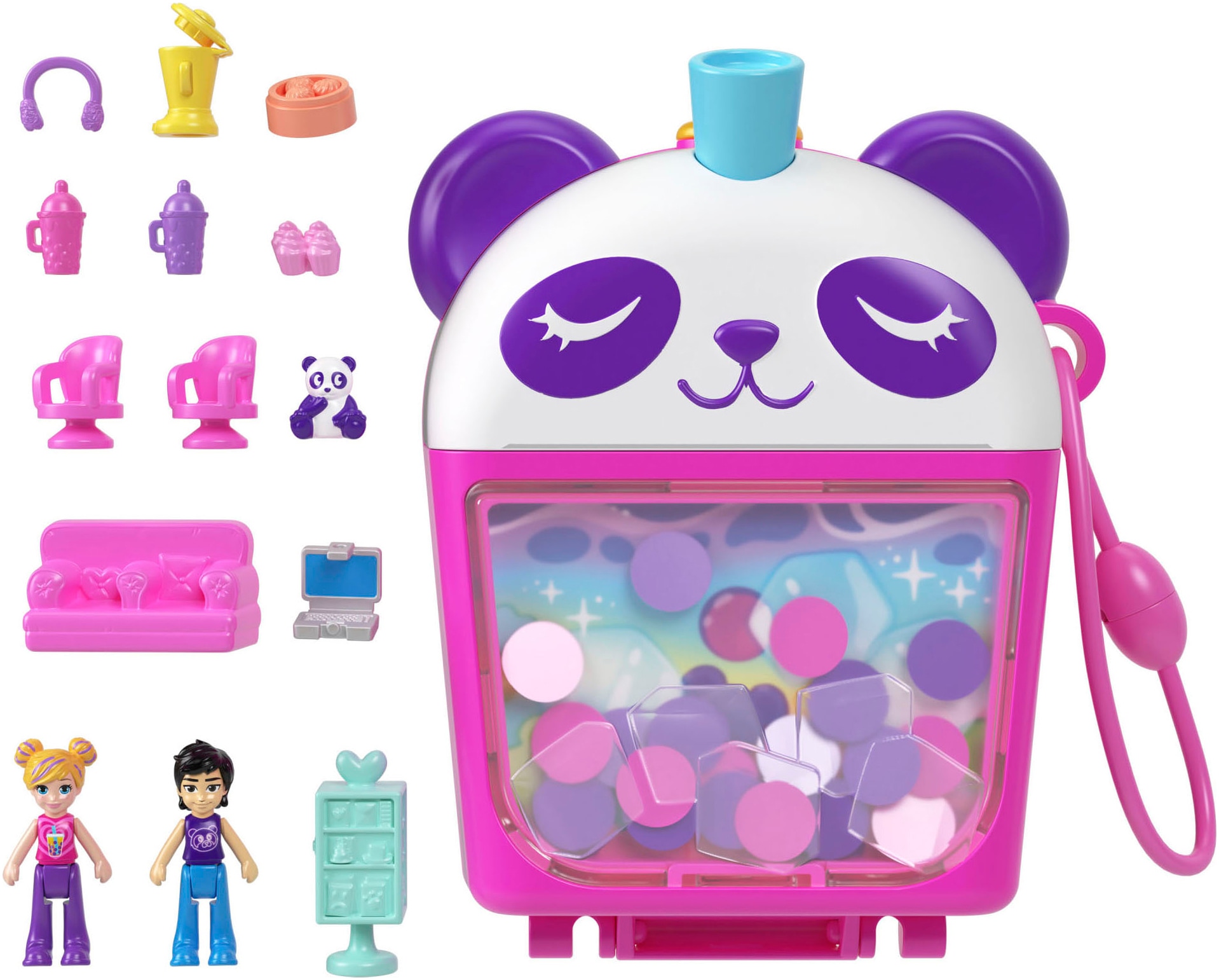 Polly Pocket Spielwelt »Bubble Tea Pandaschatulle«, mit 2 Puppen und Zubehör