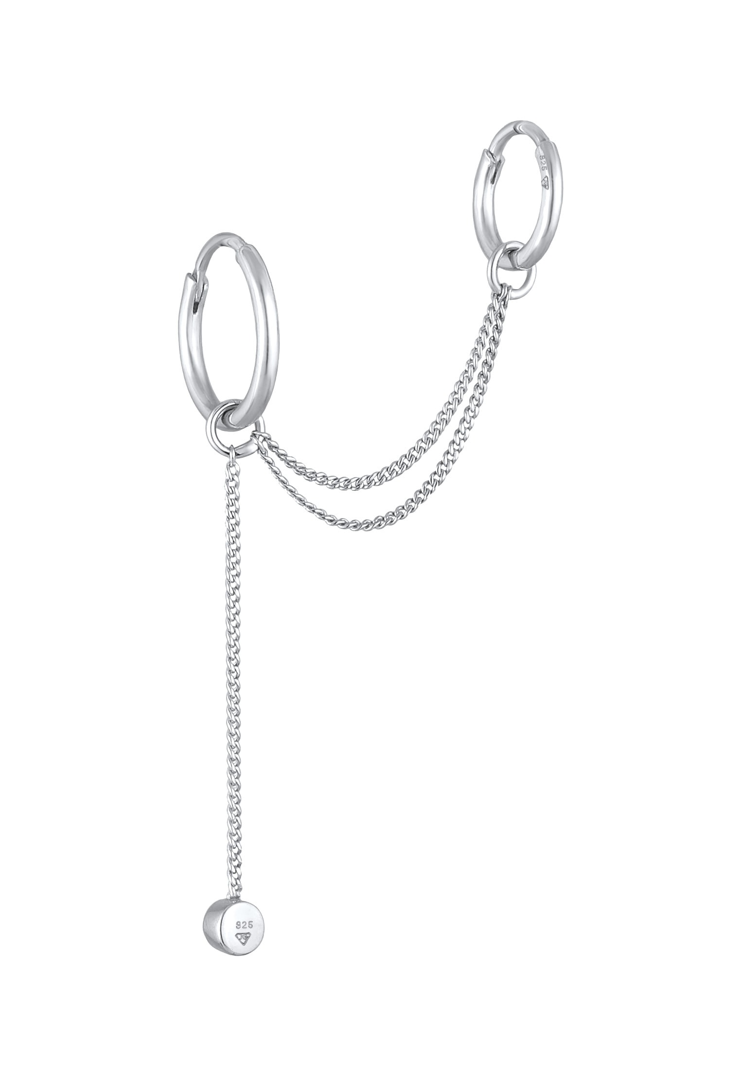 Elli Paar Creolen »Ohrringe Ear Chain Creolen Kristall Modern 925 Silber«