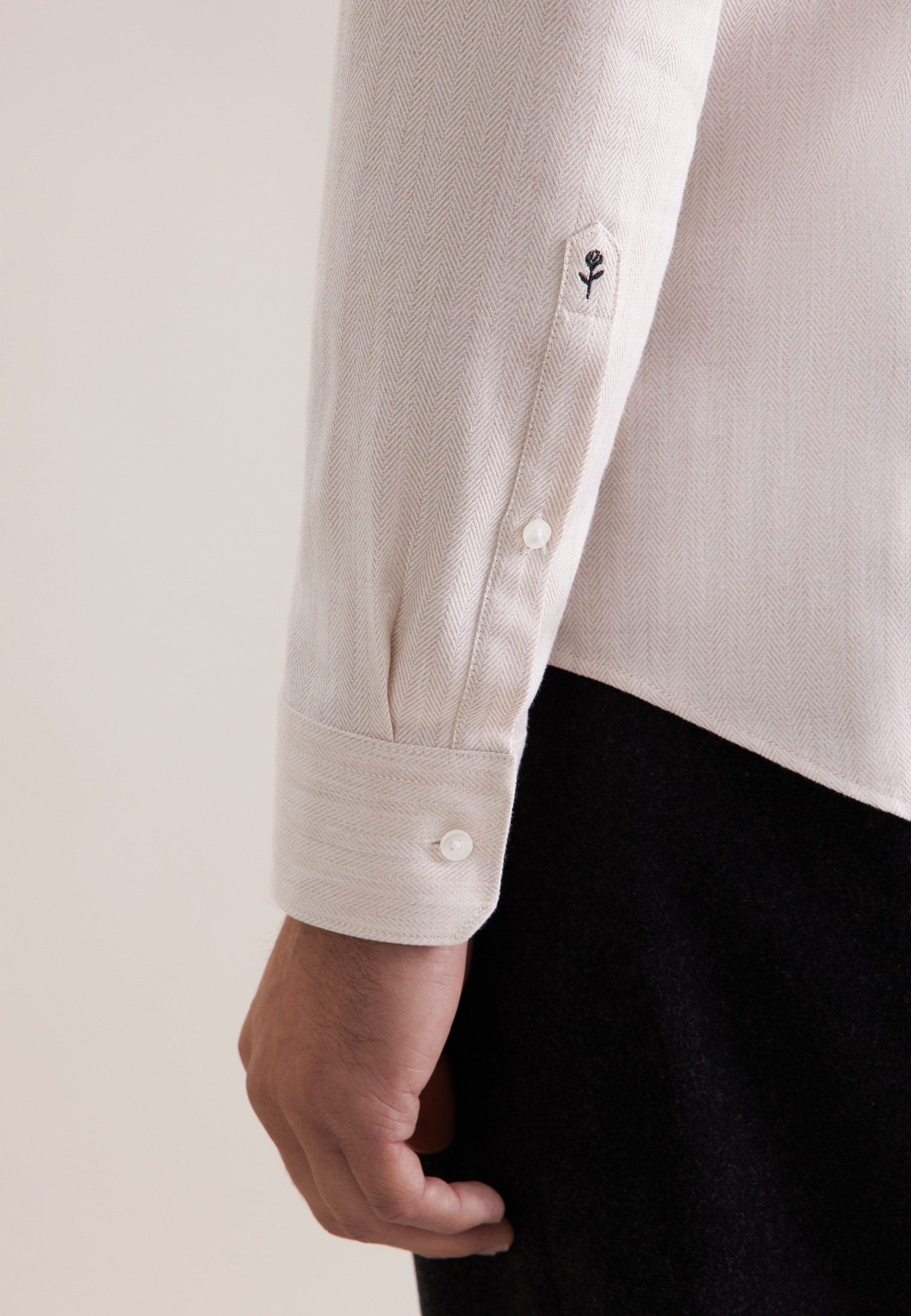 seidensticker Flanellhemd »Schwarze Rose« Slim 1/1 Kentkragen Fischgrat