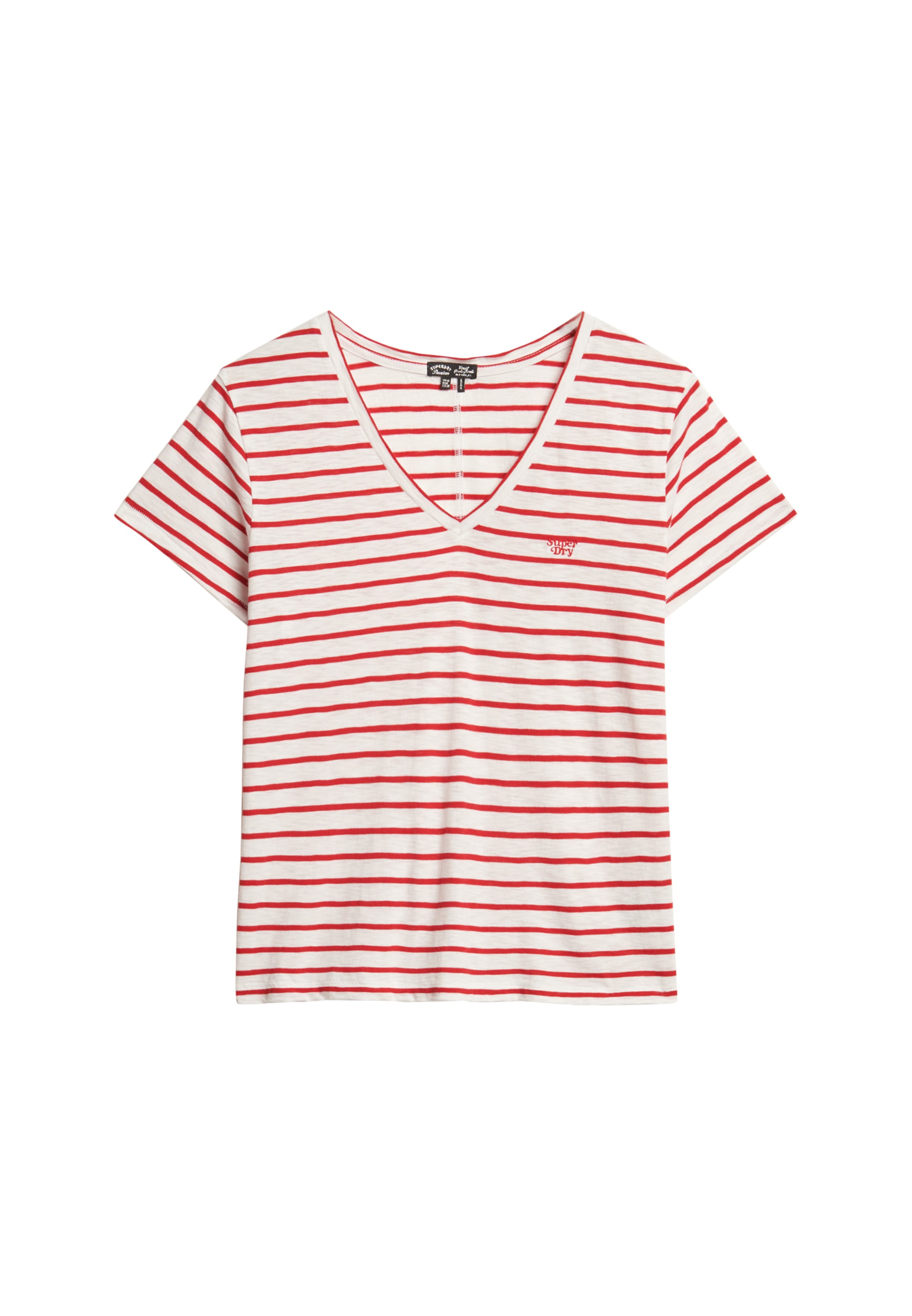 Superdry V-Shirt »STUDIOS SLUB EMB VEE TEE«, strukturiertes T-Shirt mit V-Ausschnitt und Stickerei