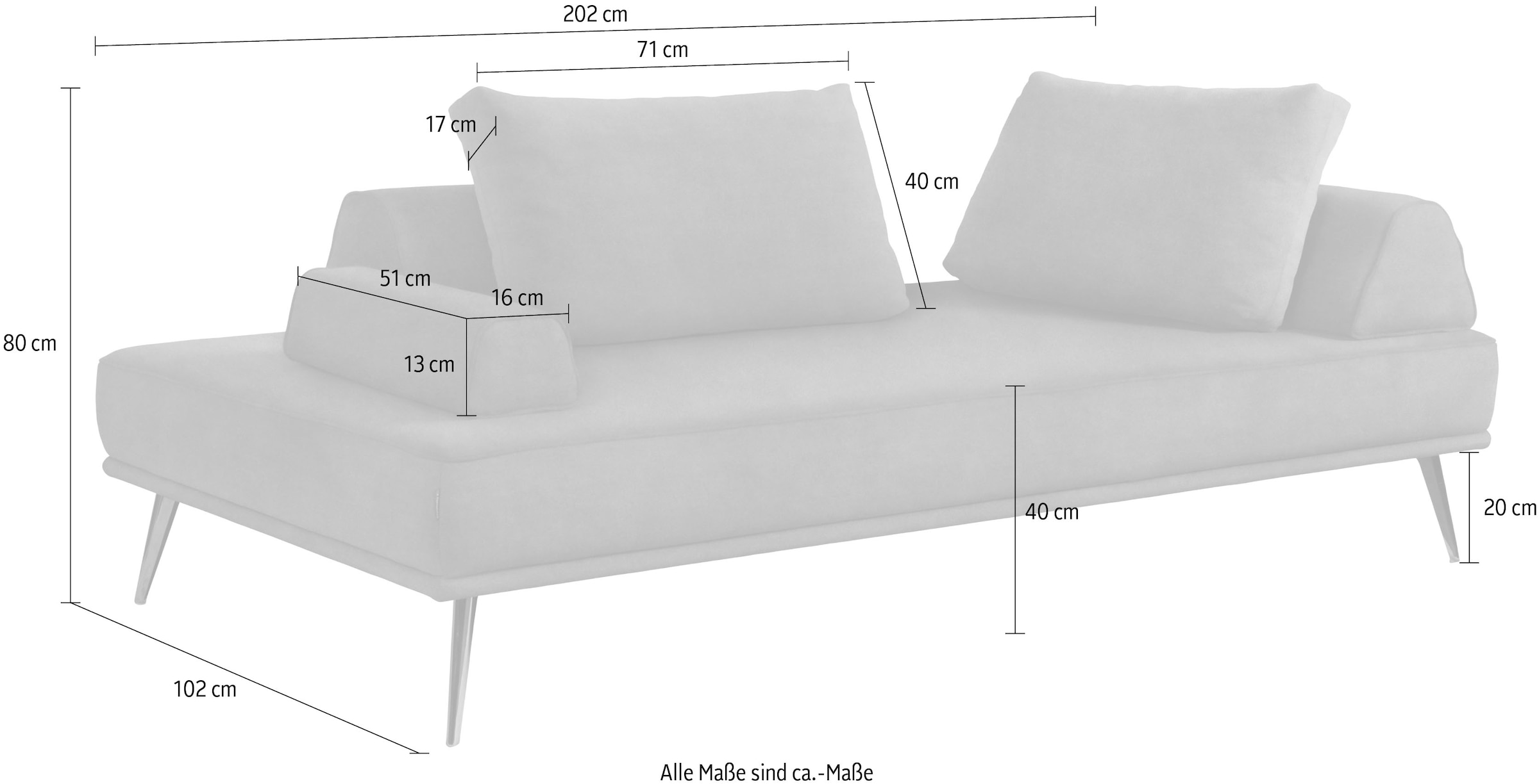 furninova Recamiere »Alexa Daybed«, Daybed inklusive 2 Rückenkissen, 2 Stützkissen und 1 Armlehnkissen