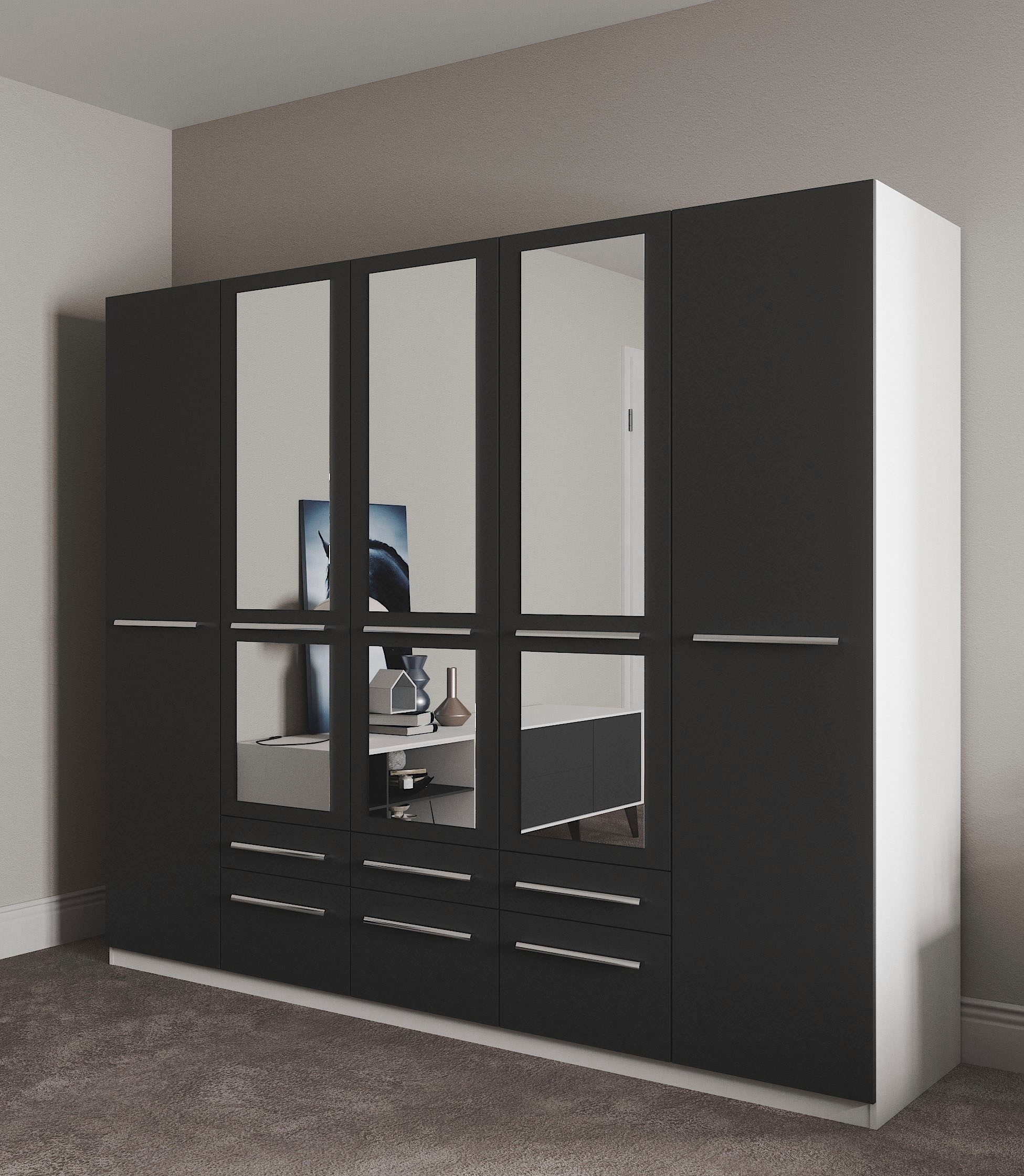 priess Kleiderschrank »Schrank Garderobe Wäscheschrank Barcelona in 5 Breiten«, viel Stauraum, geräumige Schubkästen, mit Spiegel, MADE IN GERMANY