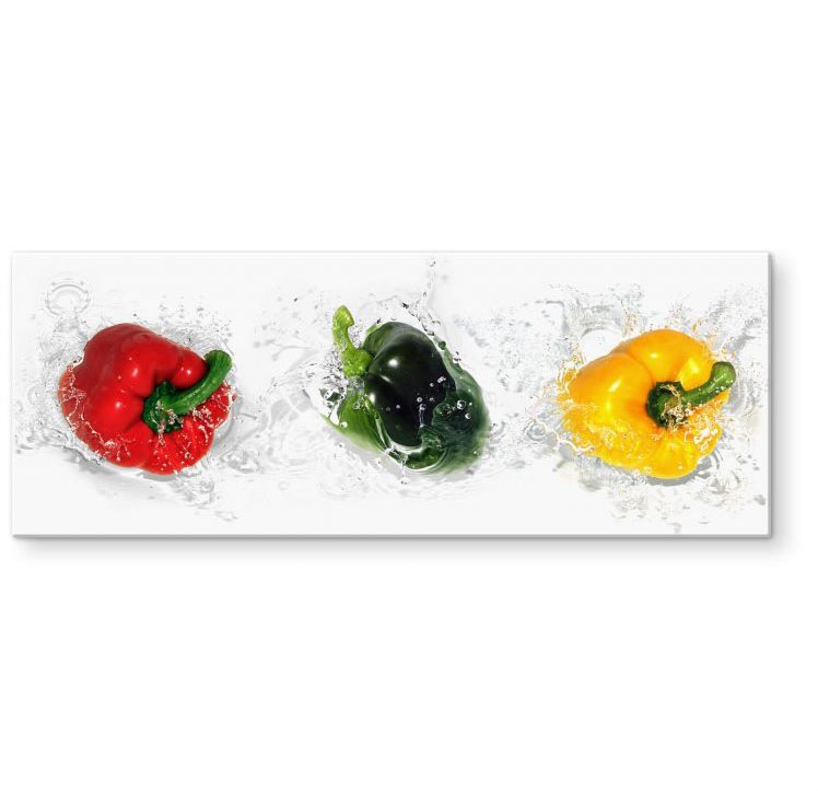 Wall-Art Küchenrückwand »Splashing Paprika - Panorama«, (1 tlg.)