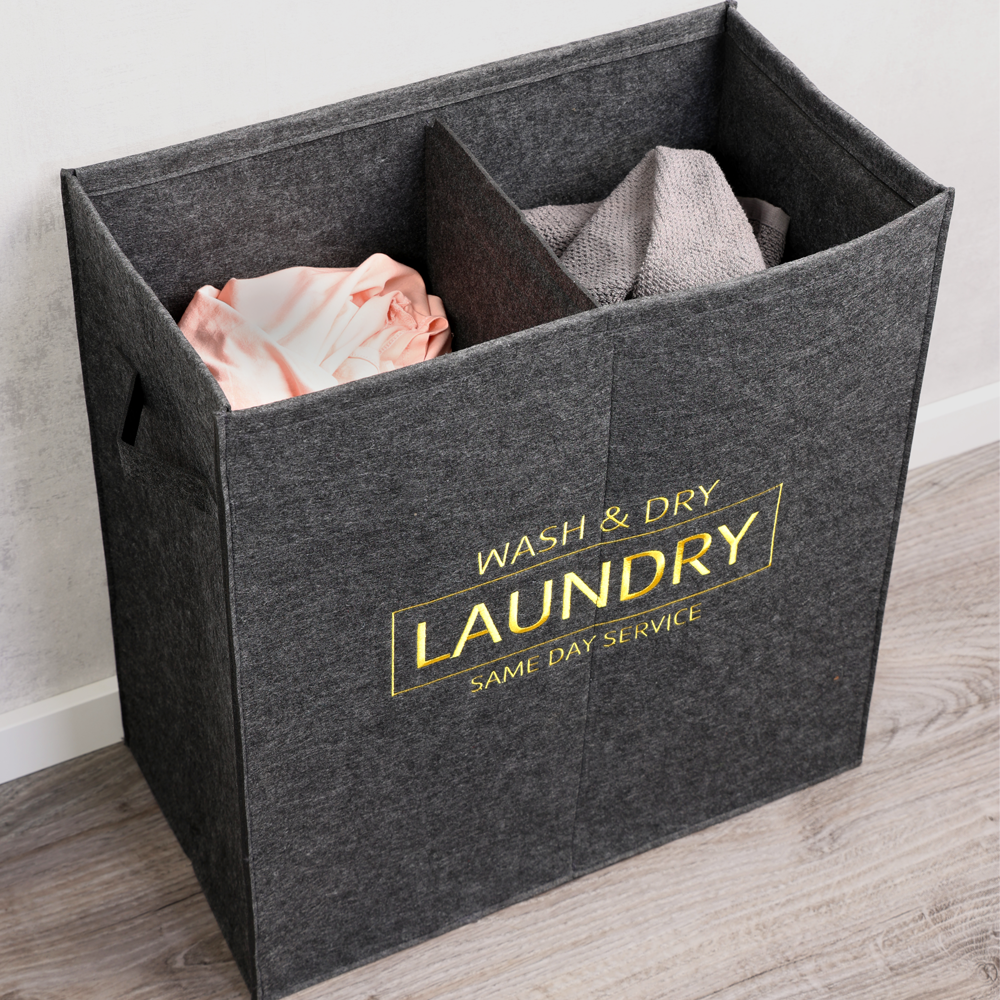 KESPER® Wäschebox »Wäschesammler aus Filz, mit 2 Fächern« faltbar und platzsparend, sorgt für Ordnung in Ihrem Zuhause