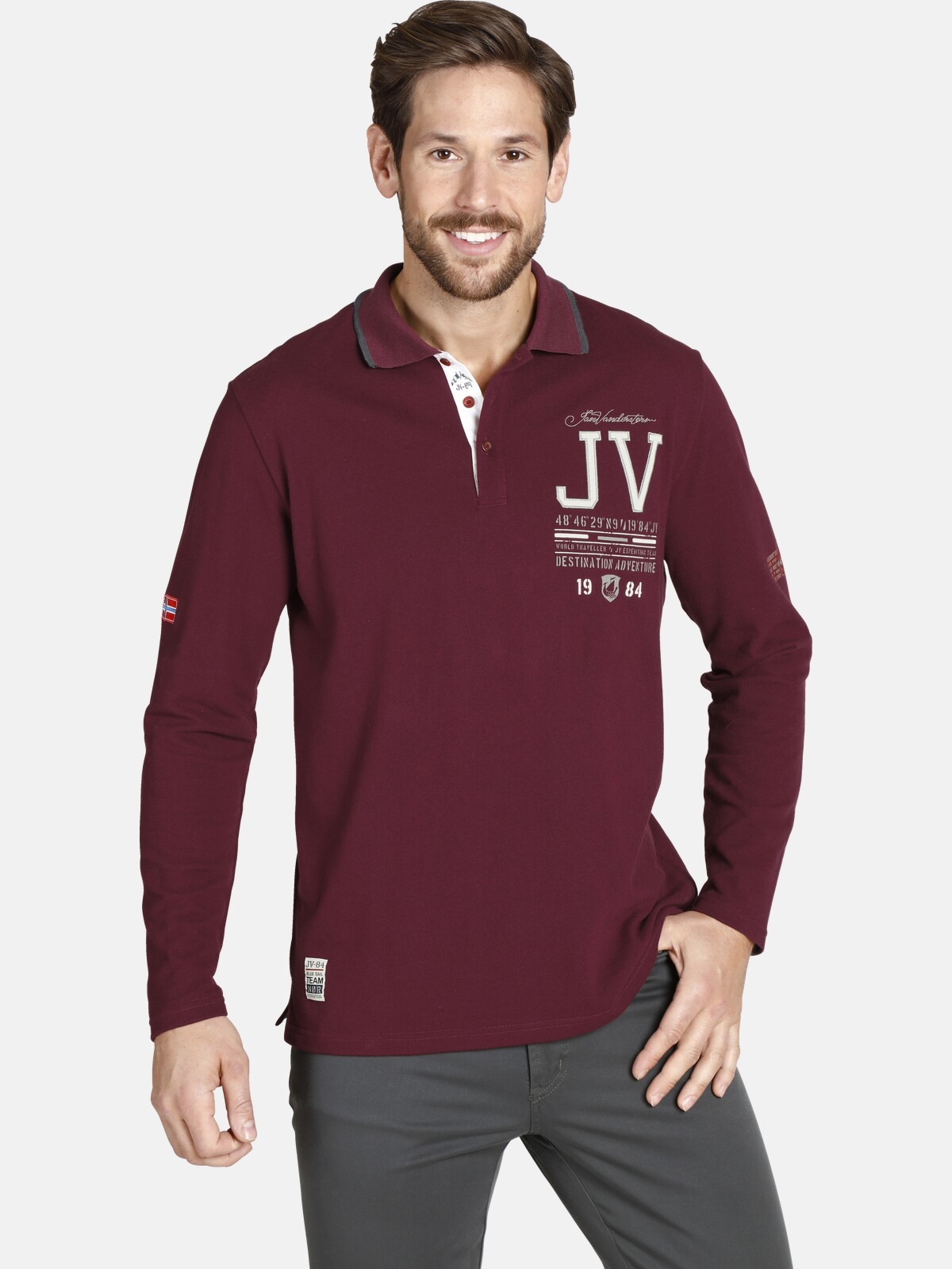 Jan Vanderstorm Langarm-Poloshirt »VEDEL«, aus luftigem Pikee