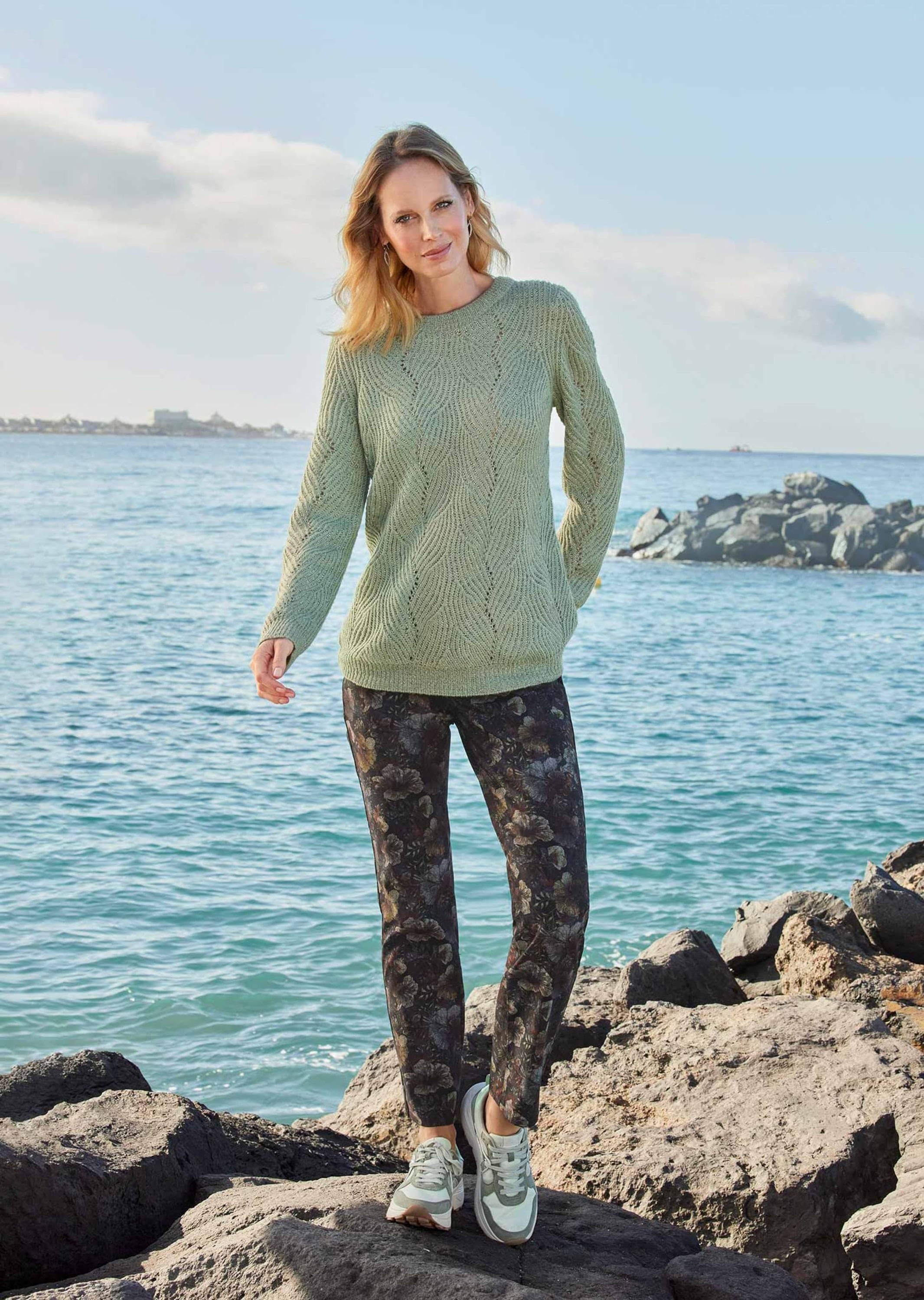 GOLDNER Strickpullover »Kurzgröße Pullover in Rippenoptik, Ajourdetails« Ohne