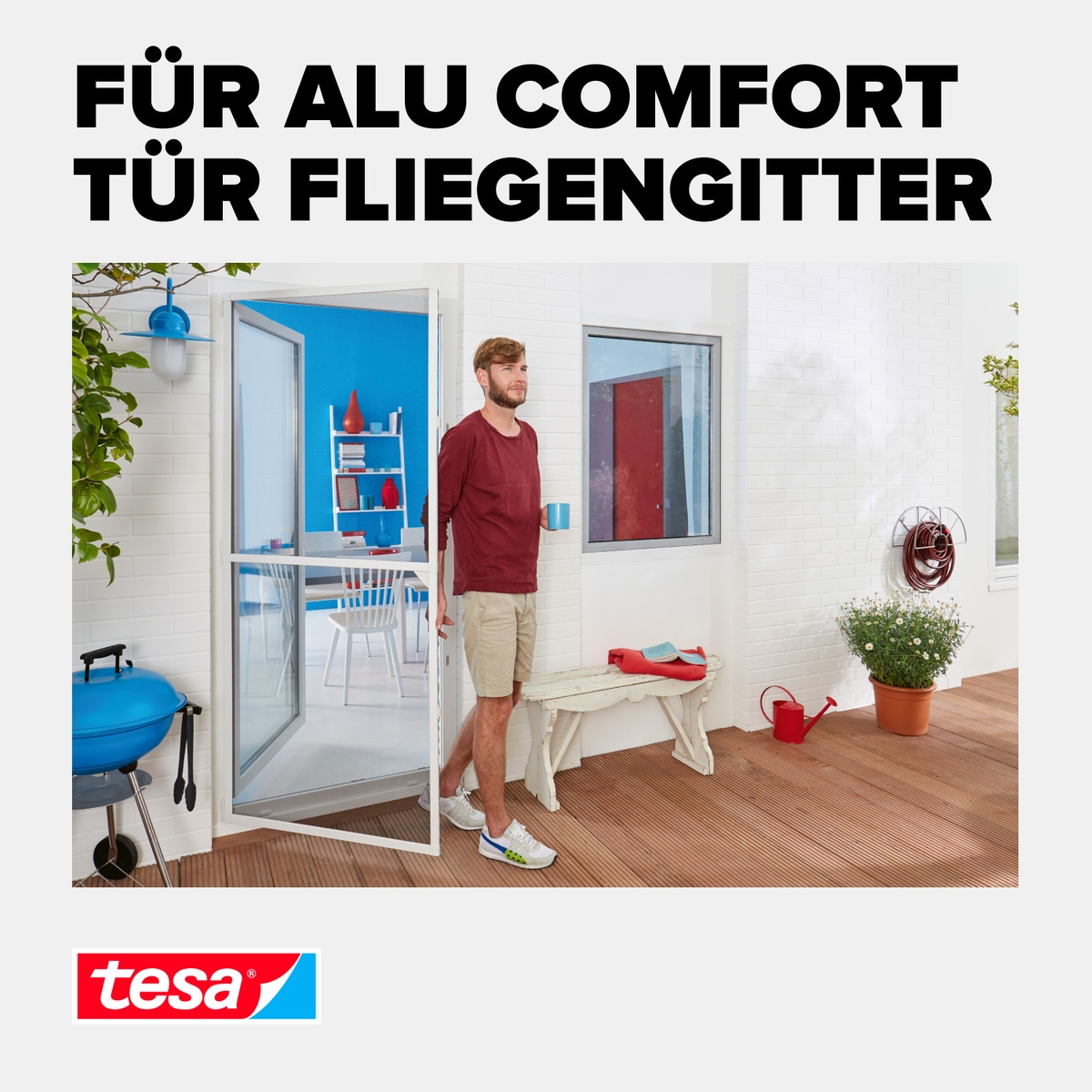 tesa Insektenschutz-Tür »Insect Stop Falt Adapter für ALU Comfort Fliegengitter - Adapter-Set«, zur Montage von Insektenschutz an Balkontür / Terrassentür