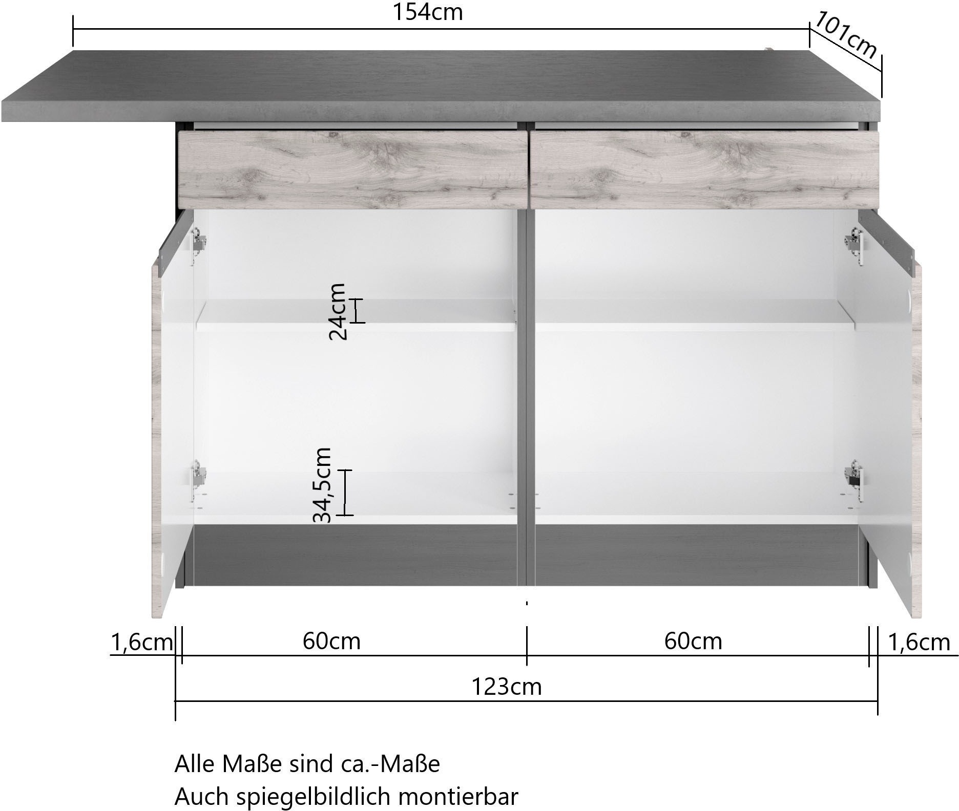 KOCHSTATION Winkelküche »KS-Riesa« Stellbreite 340x150 cm, wahlweise mit oder ohne E-Geräte
