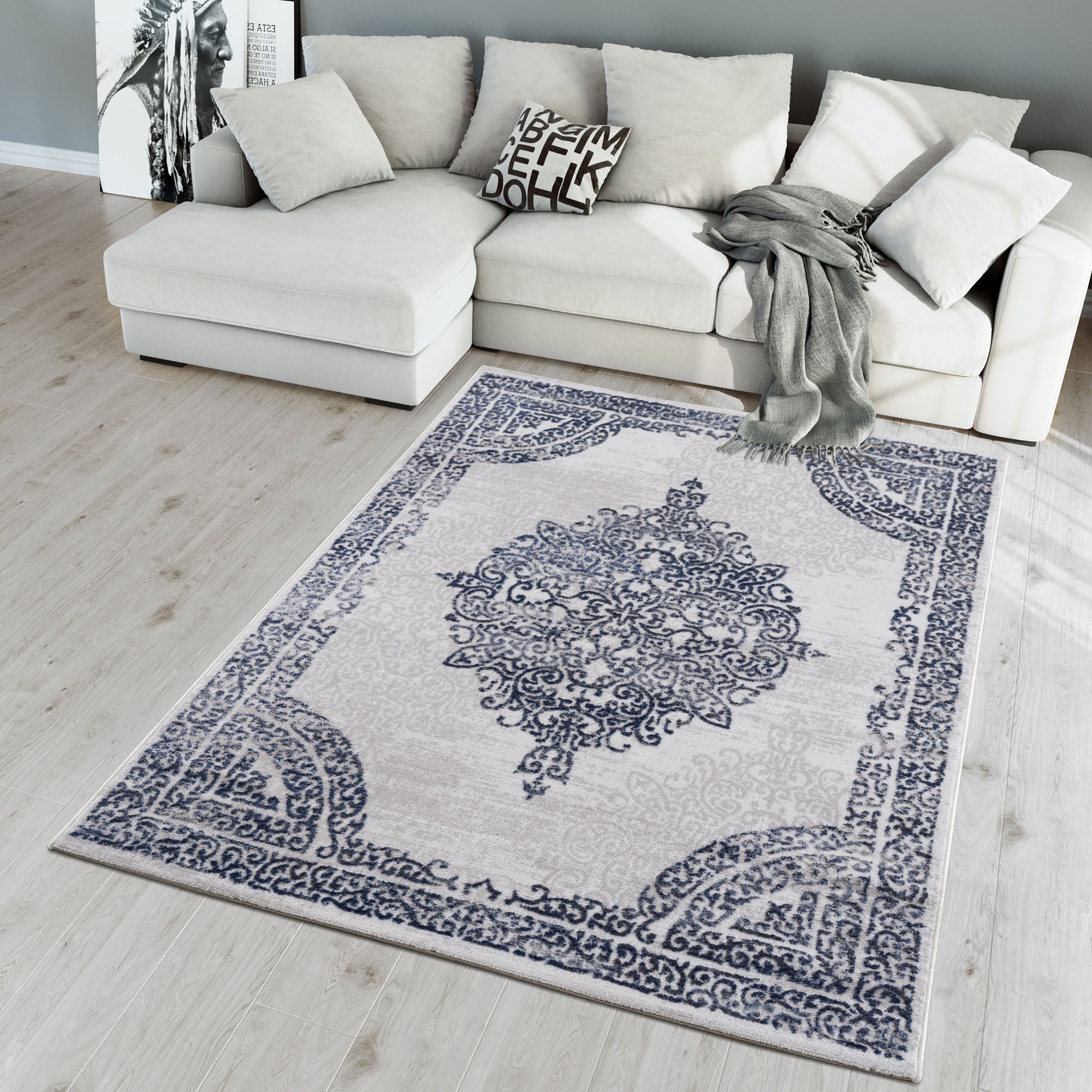 Sanat Teppich »Evra 7001«, rechteckig, 22 mm Höhe, Wohnzimmer, Kurzflor, modern, Läufer