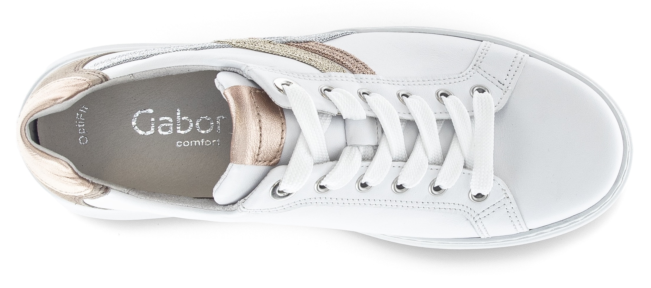 Gabor Plateausneaker »FLORENZ«, Freizeitschuh, Halbschuh, Schnürer, Kontrastbesätze, Weite G (=weit)