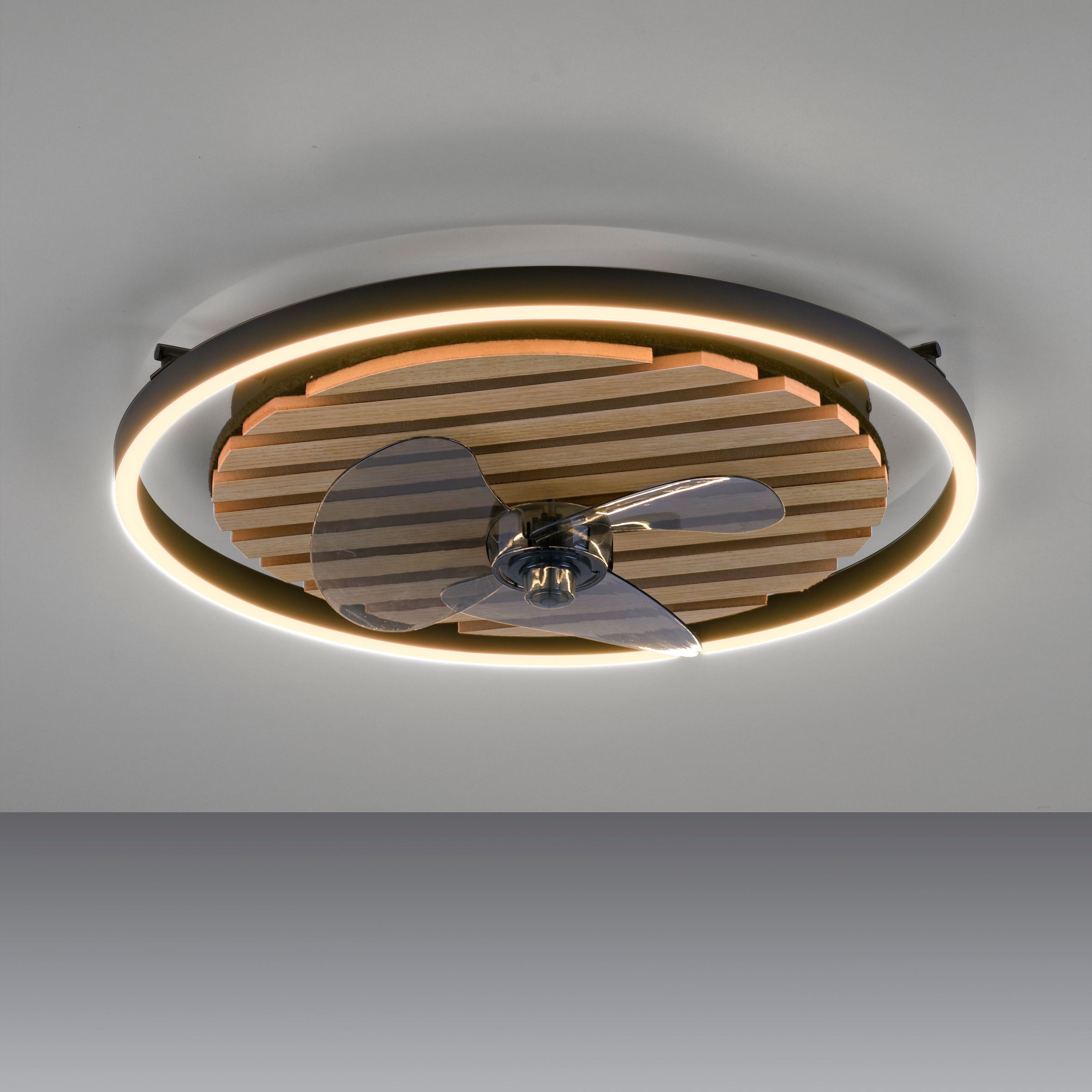 Leonique Deckenleuchte »Brialeen - Akustikpaneele«, 1 flammig, Leuchtmittel LED-Board | LED fest integriert, Deckenventilator, Deckenlampe, Ventilator, Akustik, Holz, Paneele