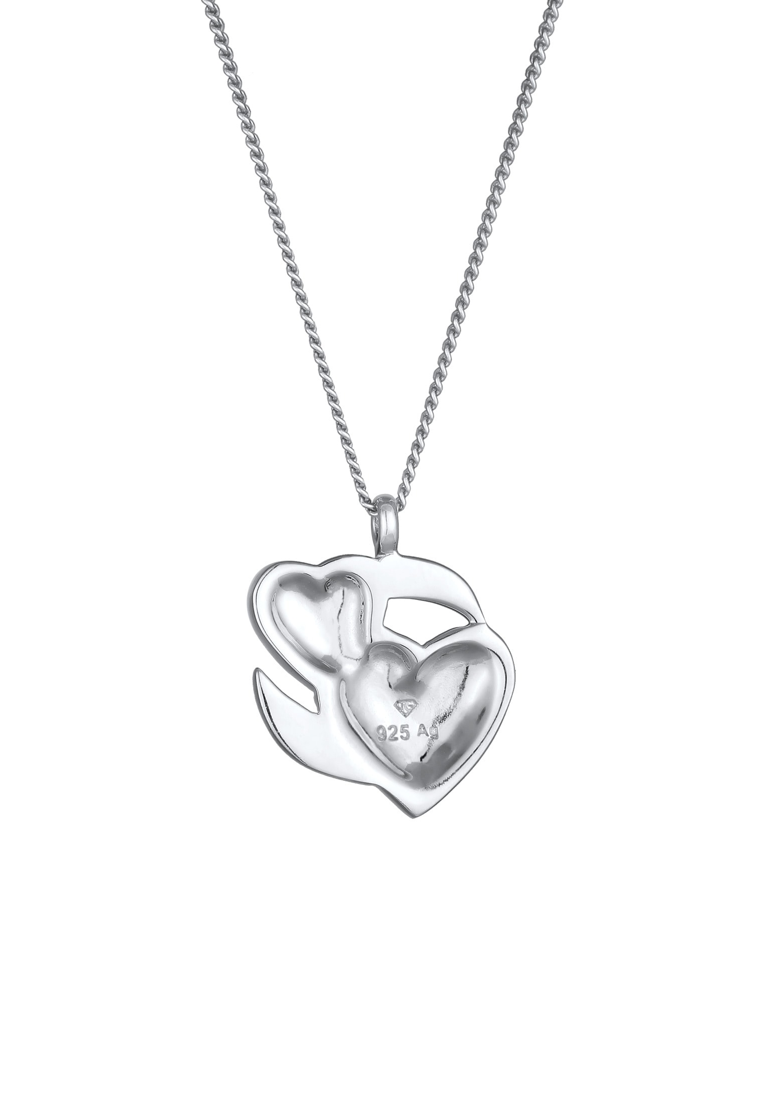 Elli Kette mit Anhänger »Halskette Emoji Herz Emaille Rosa 925 Sterling Silber«