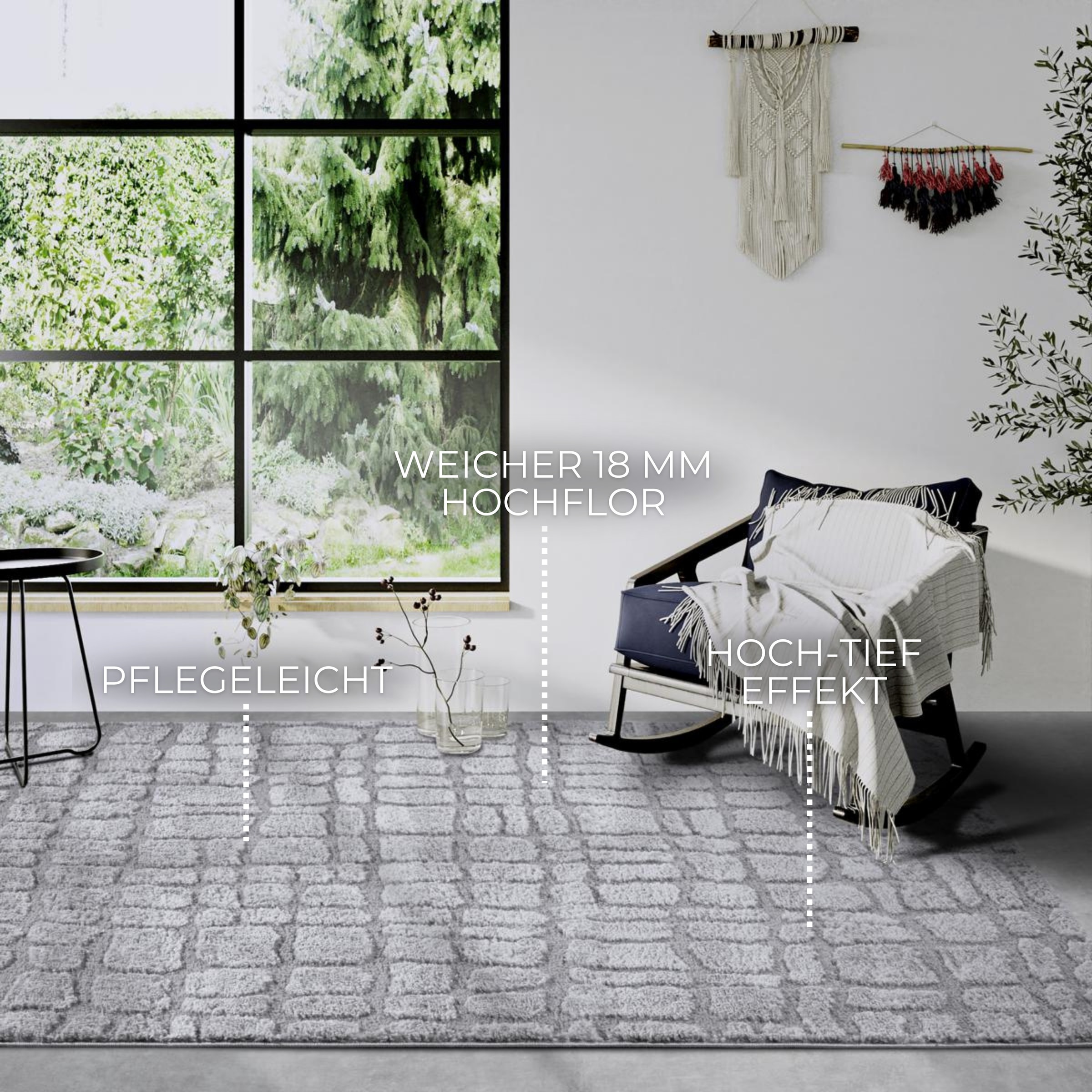 ELLE DECORATION Designteppich »Artistique«, rechteckig, 18 mm Höhe, Hochflor, Shaggy, Läufer, weich, Langflor, modern, Hoch Tief Effekt