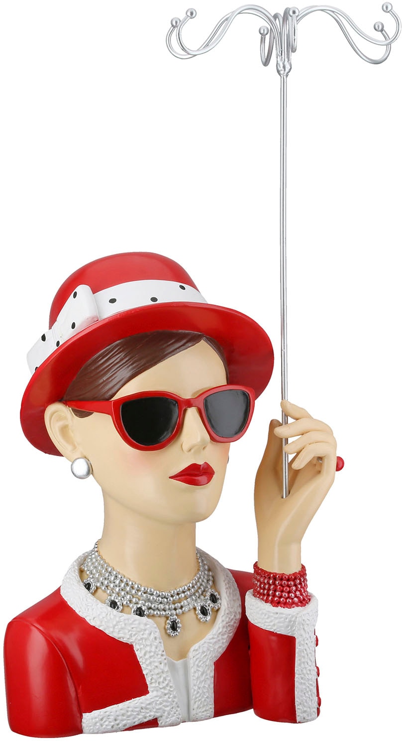 GILDE Schmuck Etagere »Figur; Schmuckständer Frau Chloe rot; silberfarben H. 39,5 cm«, (1 St.)