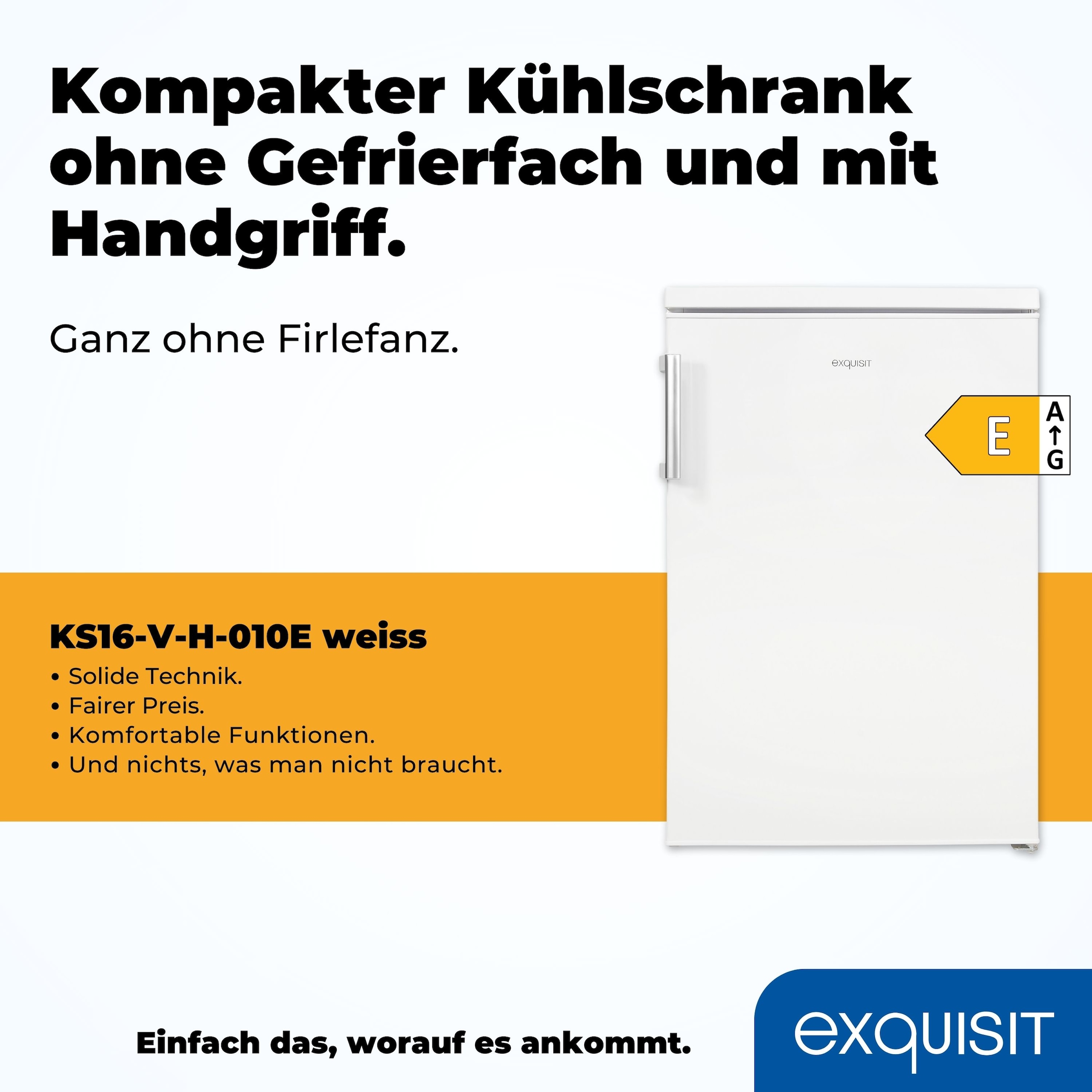 exquisit Vollraumkühlschrank »KS16-V-H-010E weiss«, 133 L Volumen