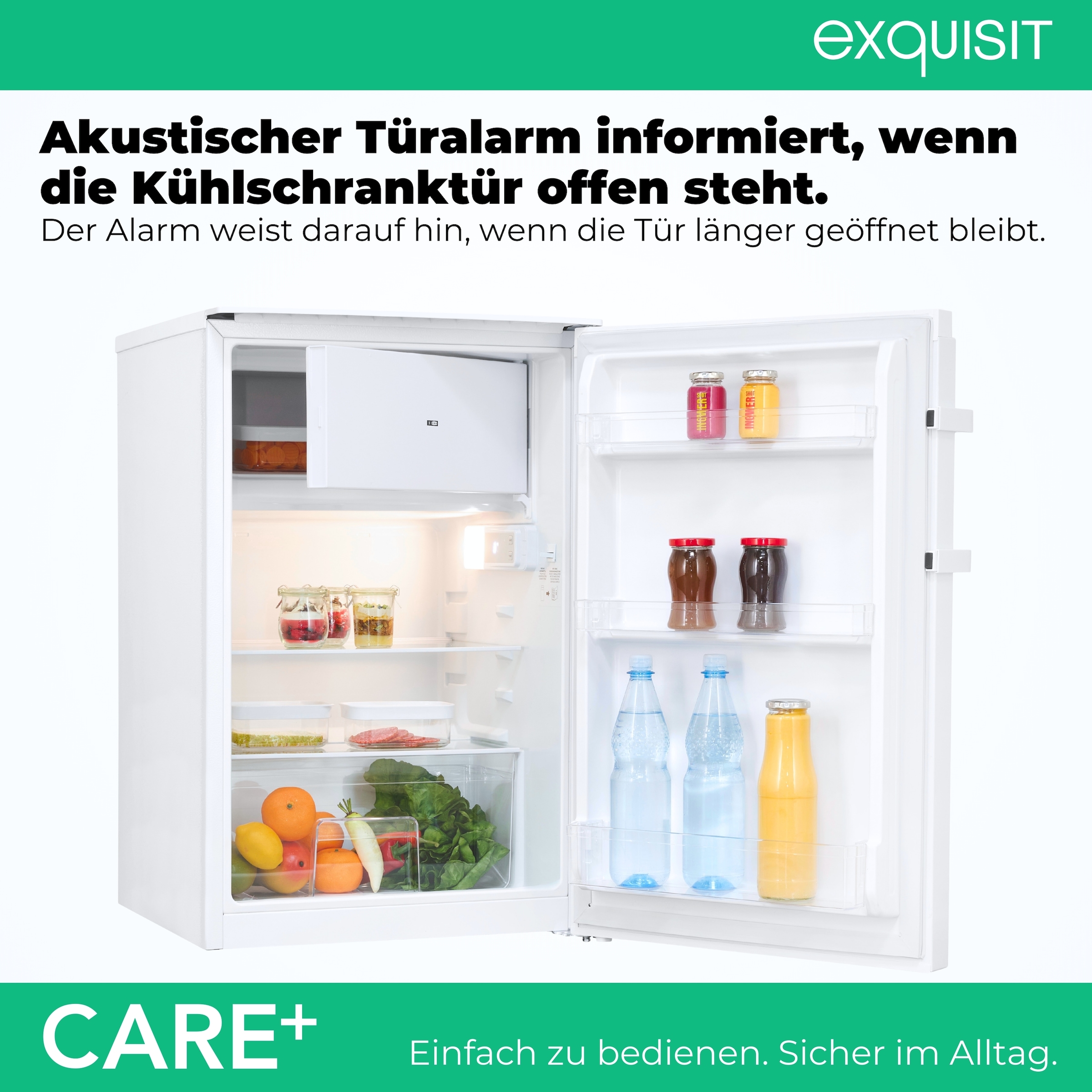 exquisit Kühlschrank »KS16-4-HEA-090E Care weiss« 86,5 cm hoch 54,5 cm breit Kompakter Kühlschrank mit 4*-Gefrierfach, 106 l Kühlvolumen