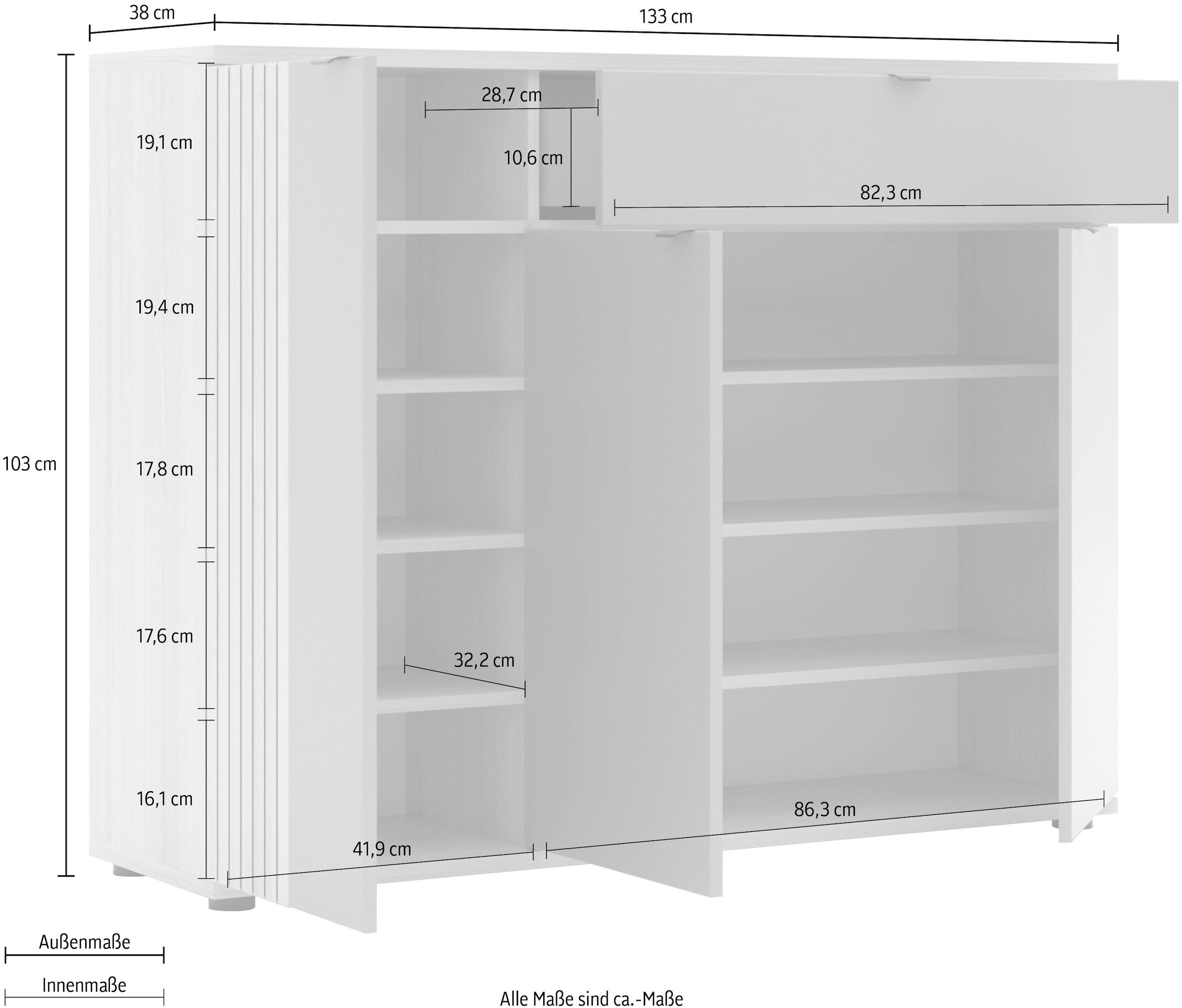 Innostyle Schuhschrank »PISA Schuhschrank« 1 Stk. tlg. Soft Close, AB- Kante, 1 Schublade, 8 Fächer