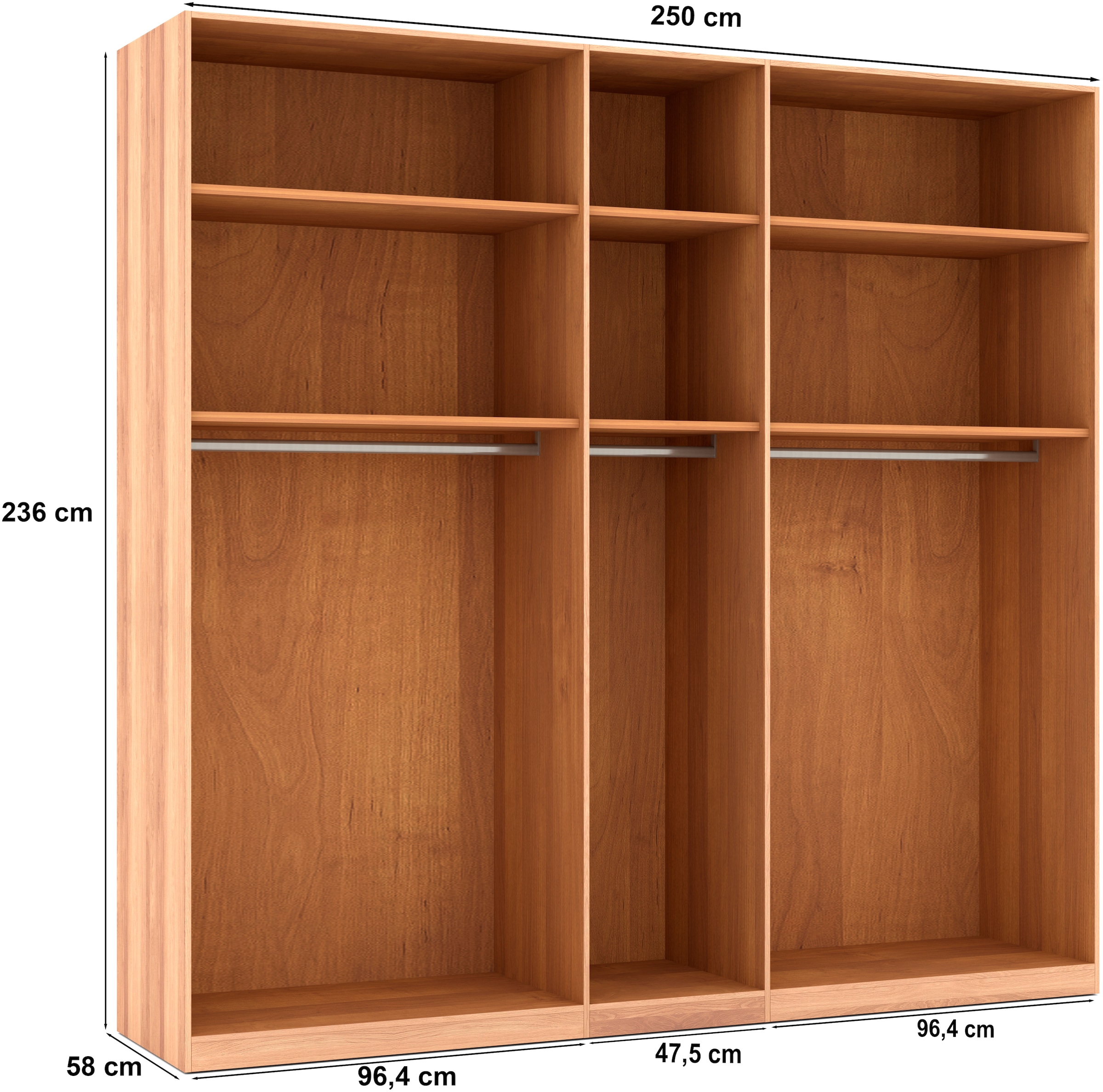 Musterring Drehtürenschrank »Sorrent, Kleiderschrank, Schrank, teilmassiv Eiche«, (mit Türdämpfern, in 5 Breiten & 2 Höhen, extra Böden, MADE IN GERMANY), Türen Eiche massiv oder als Parsol-Bronze-Spiegel, verschiedene Maße
