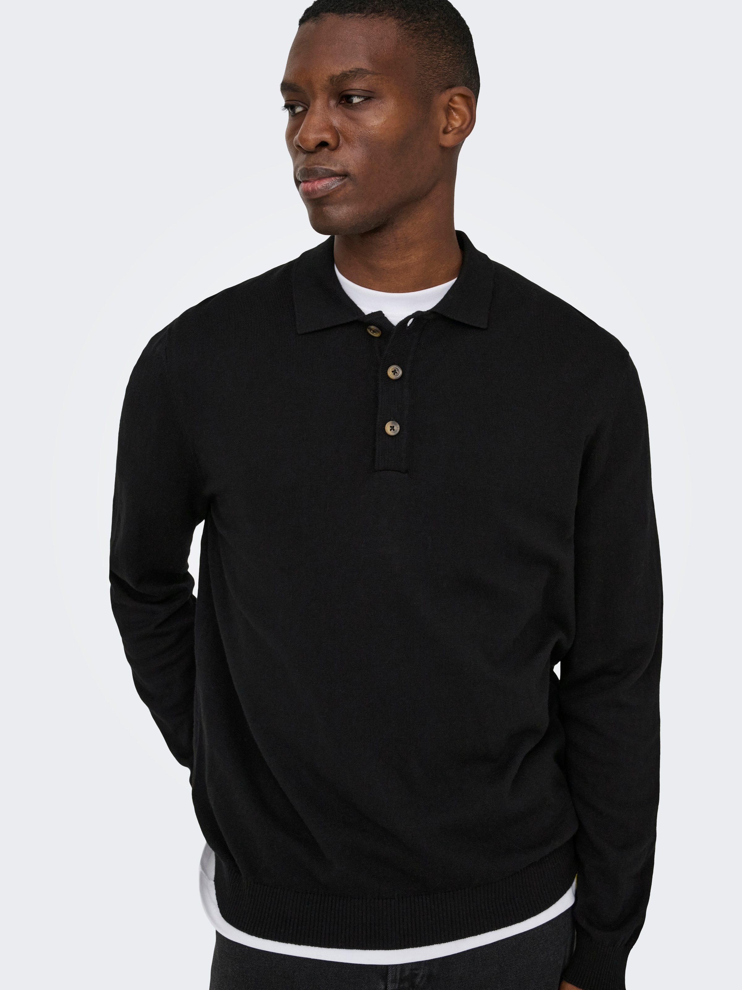 ONLY & SONS Polokragenpullover »ONSLOUI REG 12 LS MEL POLO KNIT«