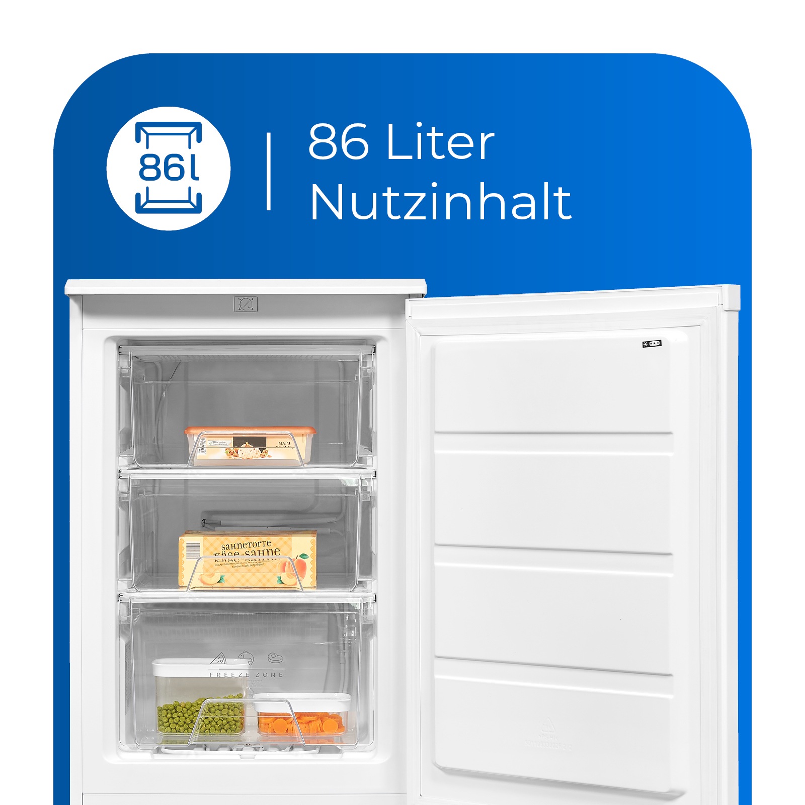 exquisit Gefrierschrank »GS80-030E weiss«, 84,5 cm hoch, 55,3 cm breit, Türanschlag wechselbar