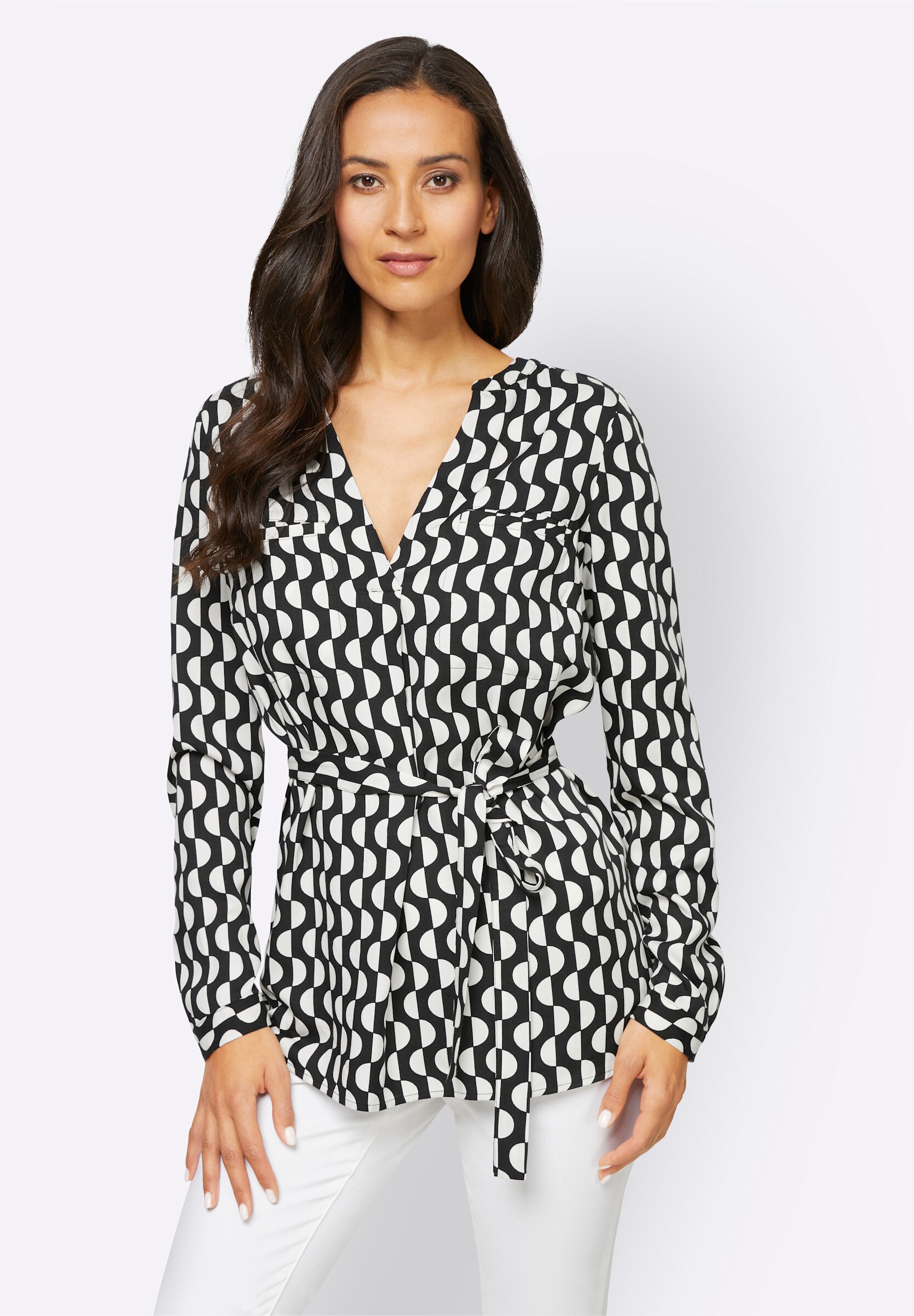 heine Schlupfbluse »Druckbluse Schlupf-Bluse mit V-Ausschnitt«