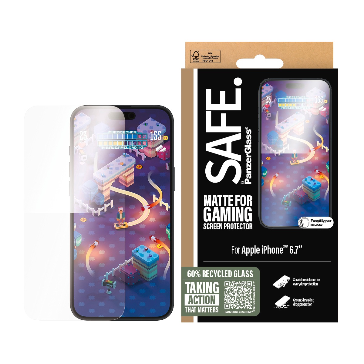 SAFE by PanzerGlass Displayschutzglas »Matte for Gaming Screen Protection«, für Apple iPhone 16 Plus-Apple...