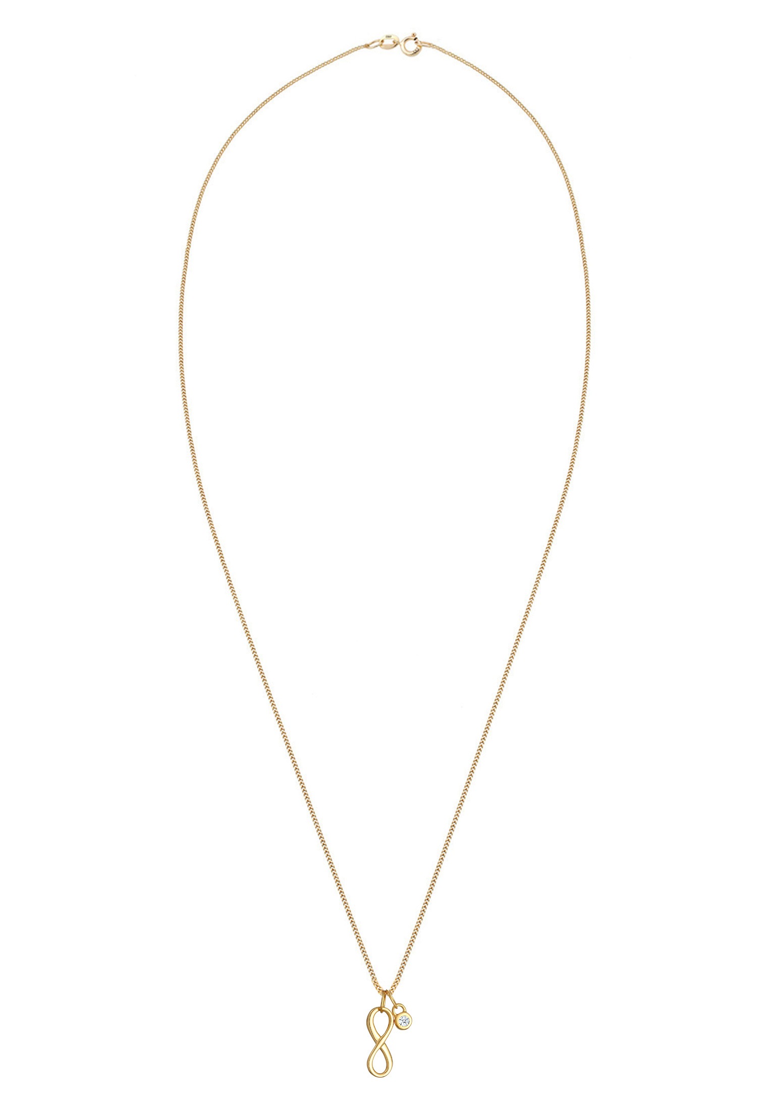 Elli DIAMONDS Silberkette »Halskette Infinity Diamant Weiß Brillantschliff (0.03 ct) 585 Gelbgold«