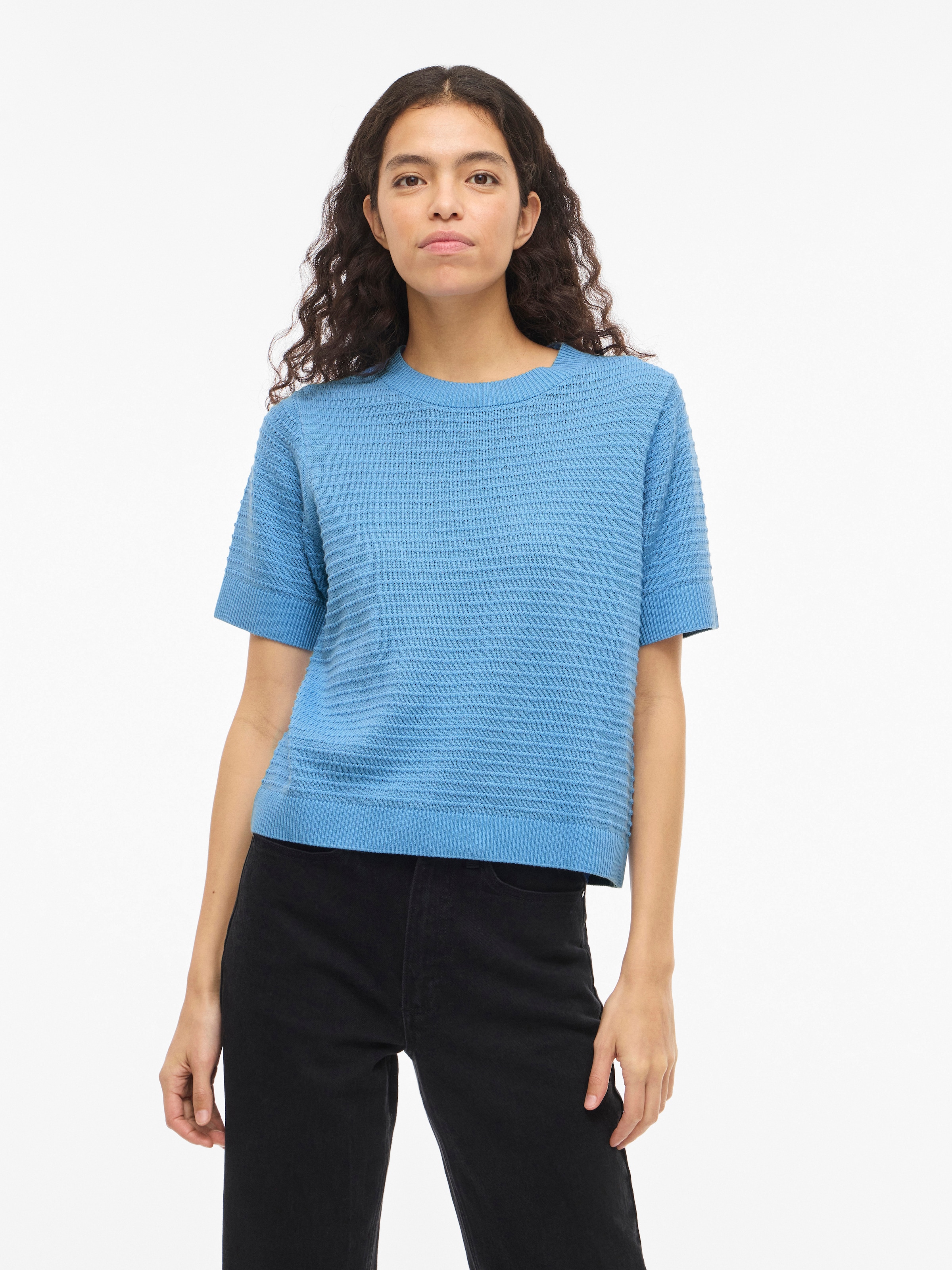 Vila Kurzarmpullover »VILOLLO O-NECK S/S DETAIL KNIT TOP- NOOS«