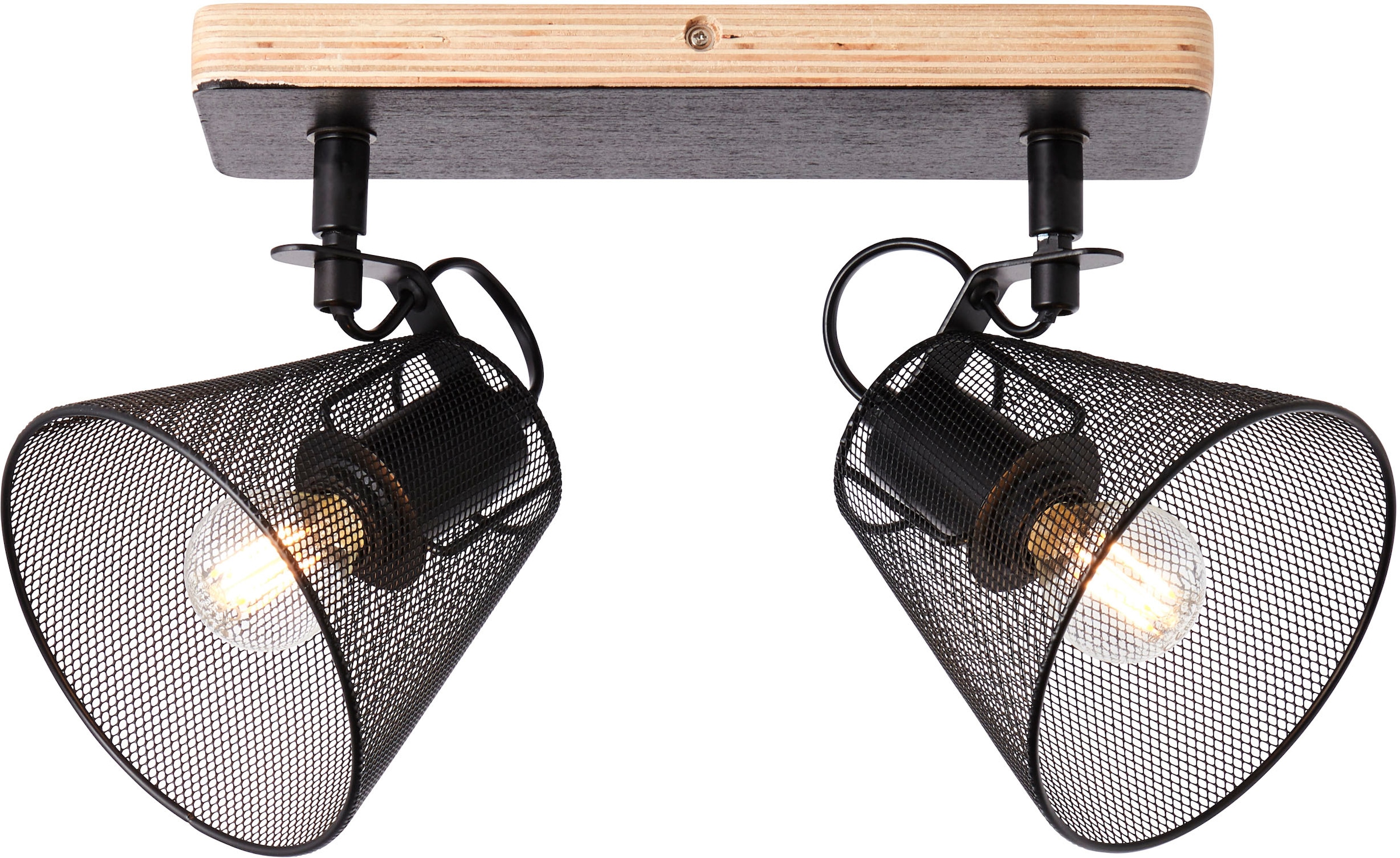 Brilliant Deckenstrahler »Whole« E14 1 Stk. 2flg schwarz/holzfarbend
