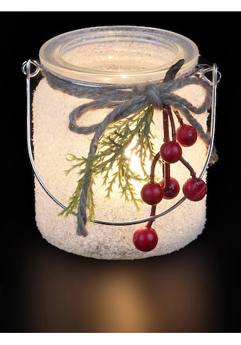 Teelichthalter »Xmas Glas mit Griff - Beeren, Weihnachtsdeko«, (1 St.)