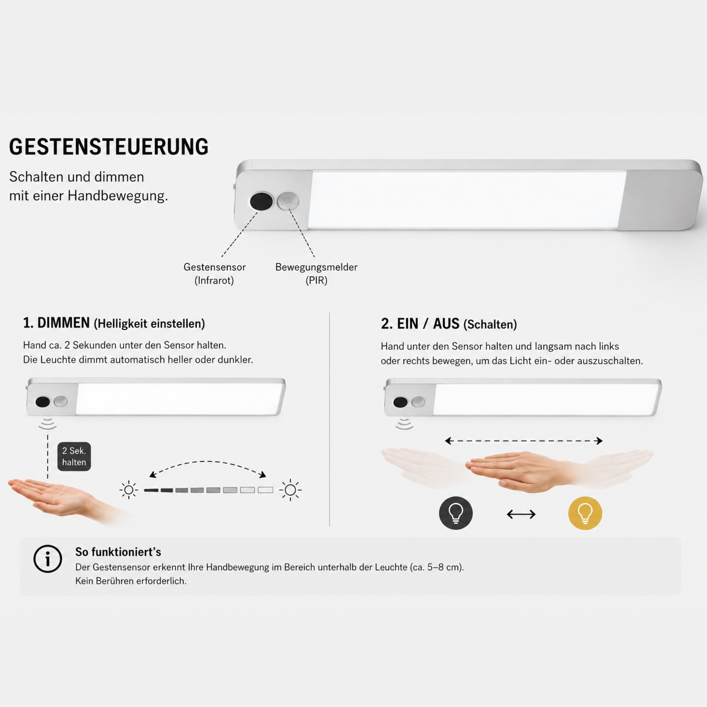Hanseatic LED Unterbauleuchte »/ Schrankbeleuchtung / Lichtleiste LUBLUGHK223« LED-Modul 1 Stk. Neutralweiß Akkubetrieb, 4000 K,  25cm x 4cm