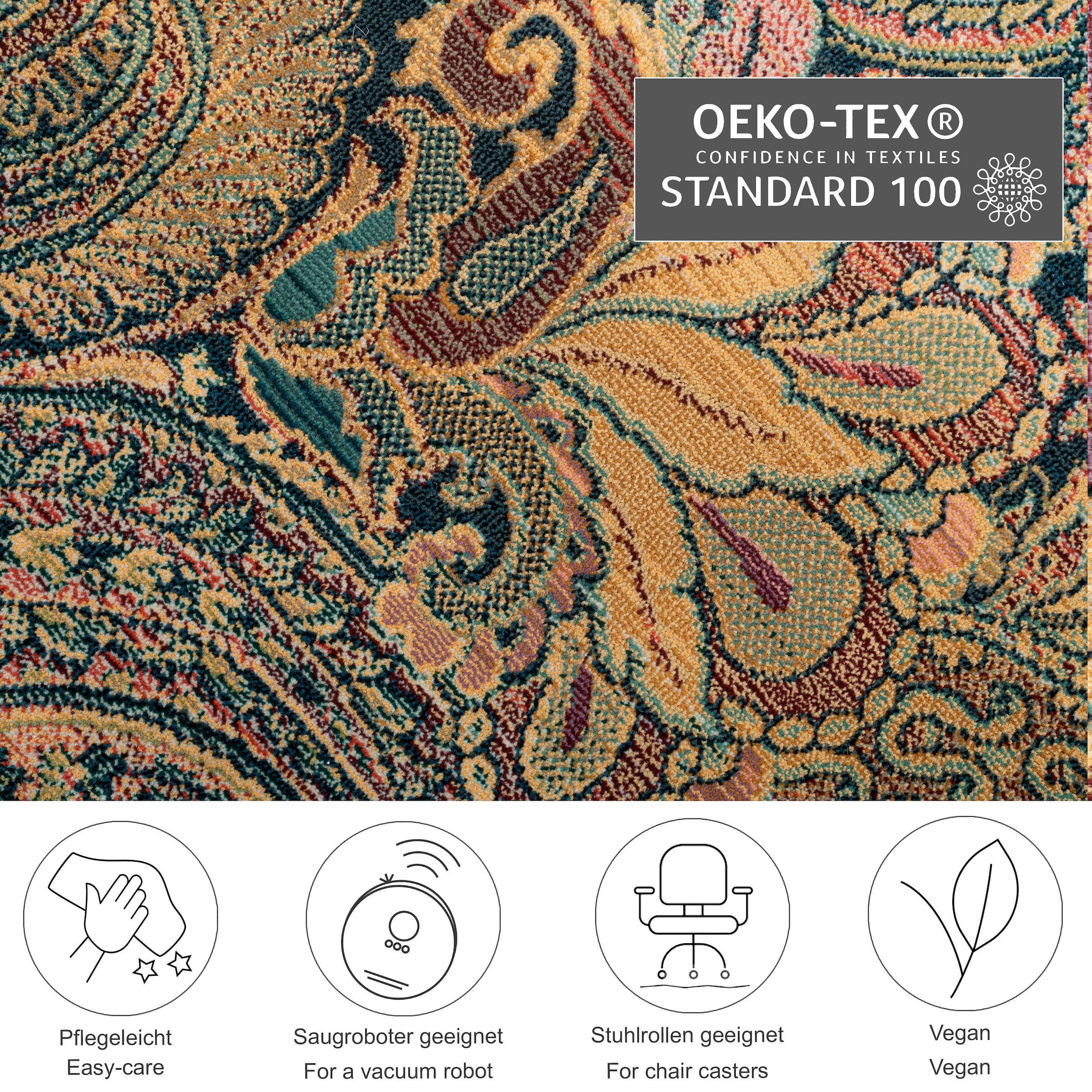 THEKO Teppich »Gabiro 739«, rechteckig, 10 mm Höhe, Kurzflor, Ornamente, ideal im Wohnzimmer & Schlafzimmer