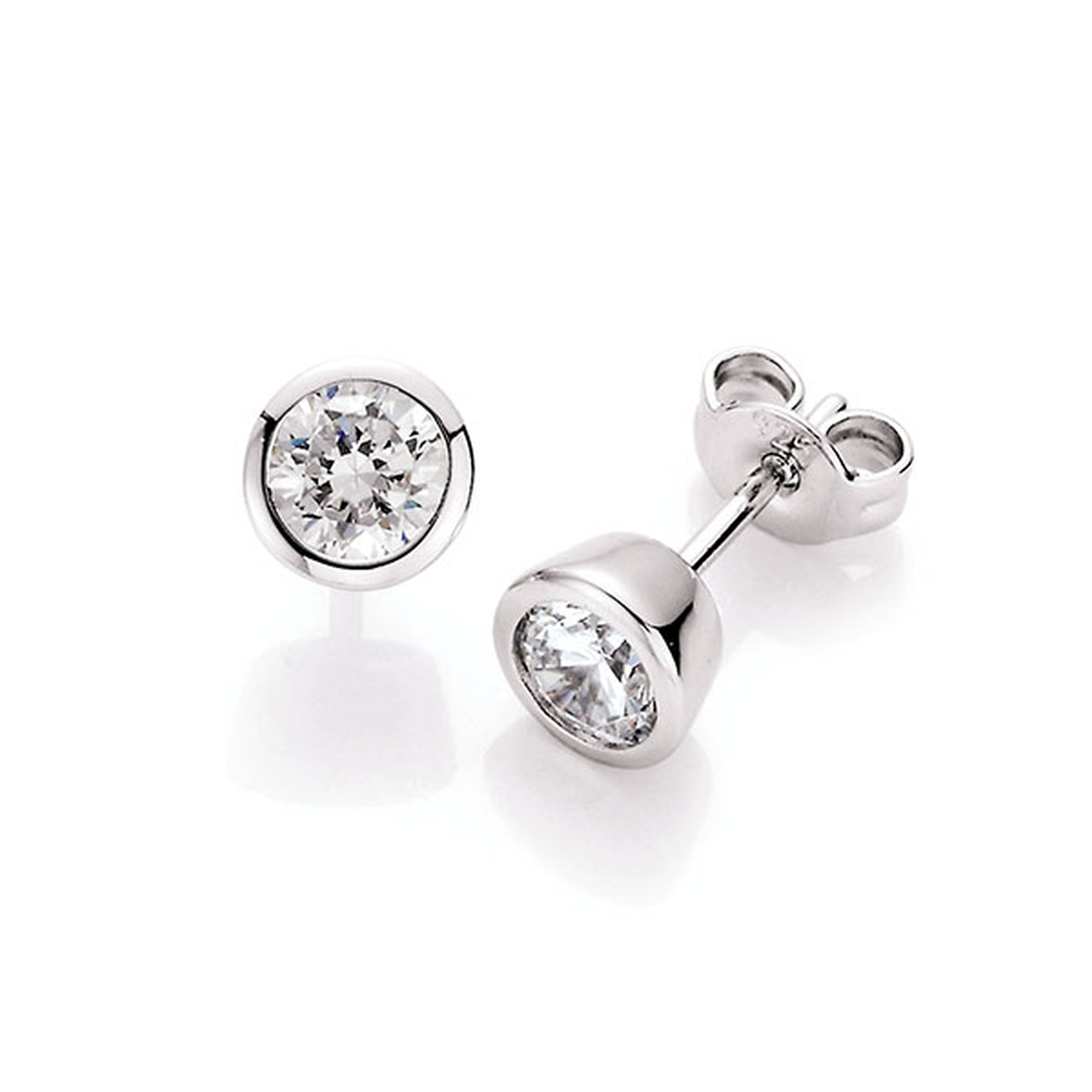 Smart Jewel Paar Ohrstecker »Ohrstecker schlicht, Zirkonia in Zargenfassung, Silber 925«