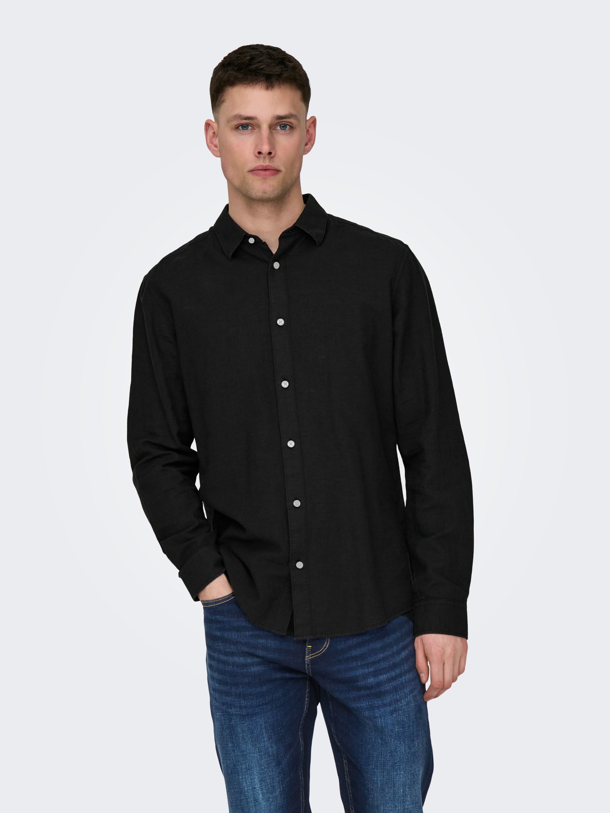 ONLY & SONS Langarmhemd »ONSCAIDEN LS SOLID LINEN SHIRT NOOS«
