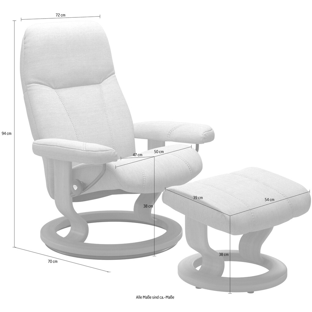 Stressless® Relaxsessel »Consul«, (Set, Relaxsessel mit Hocker), mit Hocker, mit Classic Base, Größe S, Gestell Braun