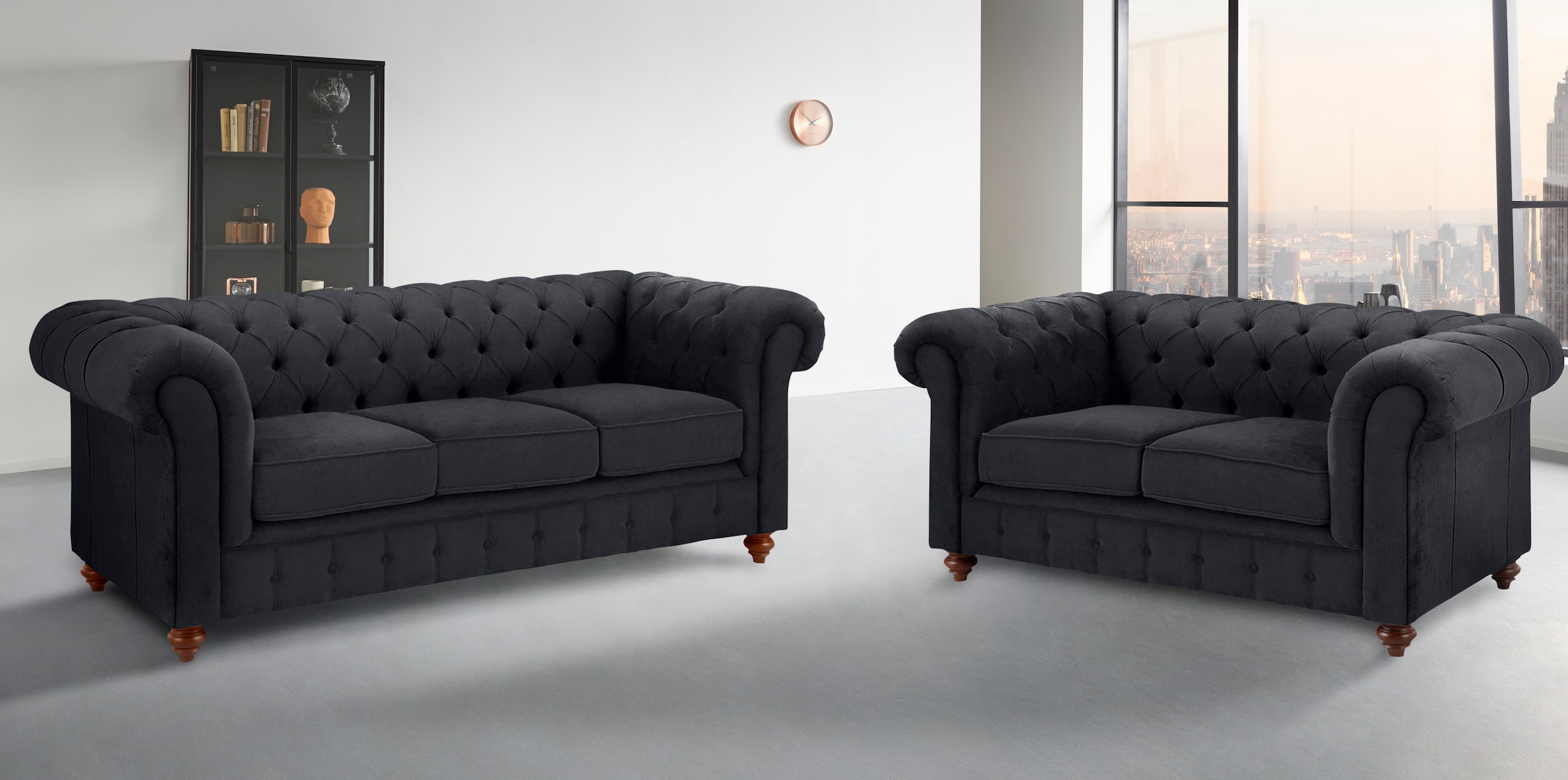 Home affaire Sitzgruppe »Chesterfield« 2 Stk. tlg. hochwertige Knopfheftung, bestehend aus 2- und 3-Sitzer