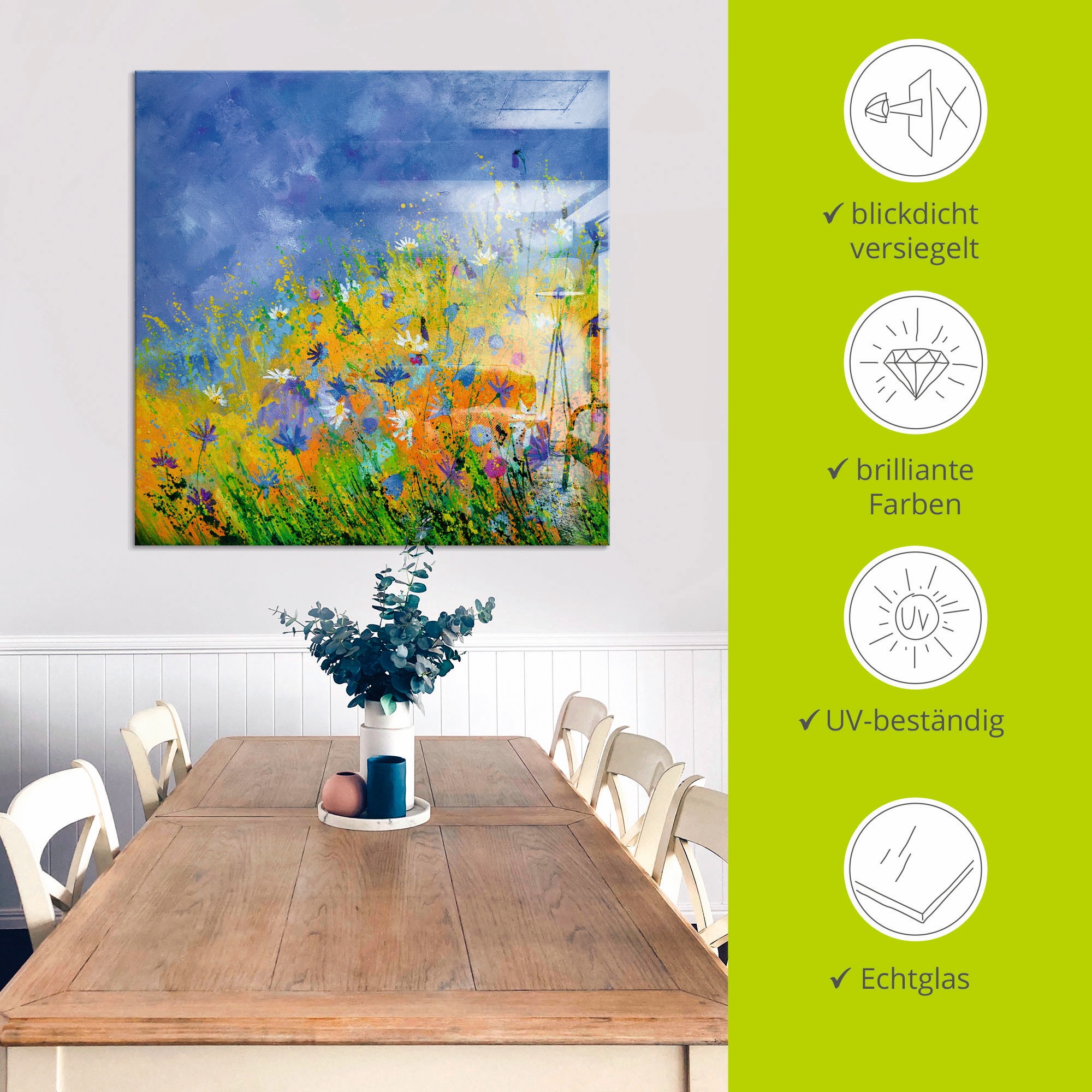 Artland Glasbild »Wildblumen«, Blumenwiese, (1 St.), in verschiedenen Größen
